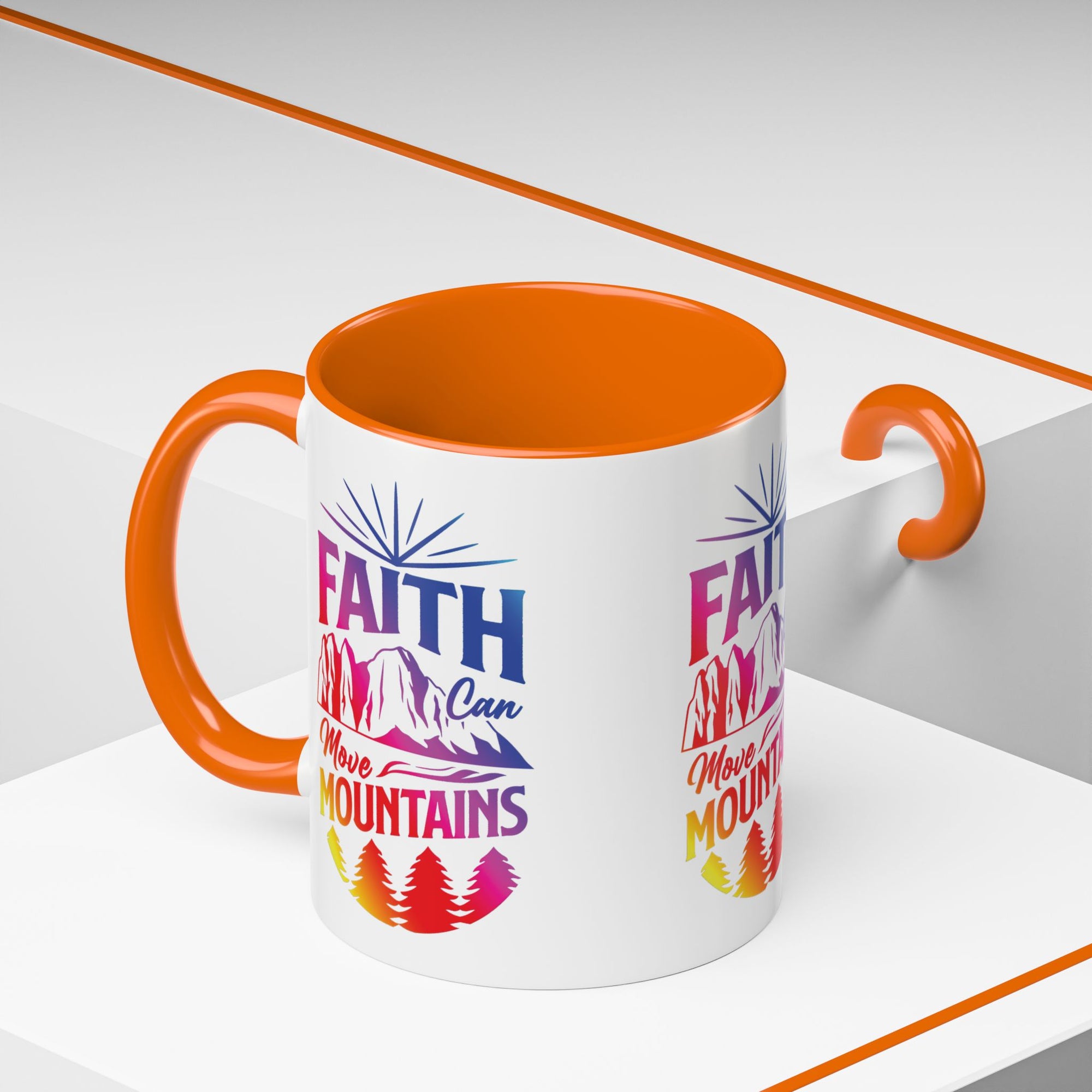 Faith Can Move Mountains Accent Coffee Mug - Inspirational Design