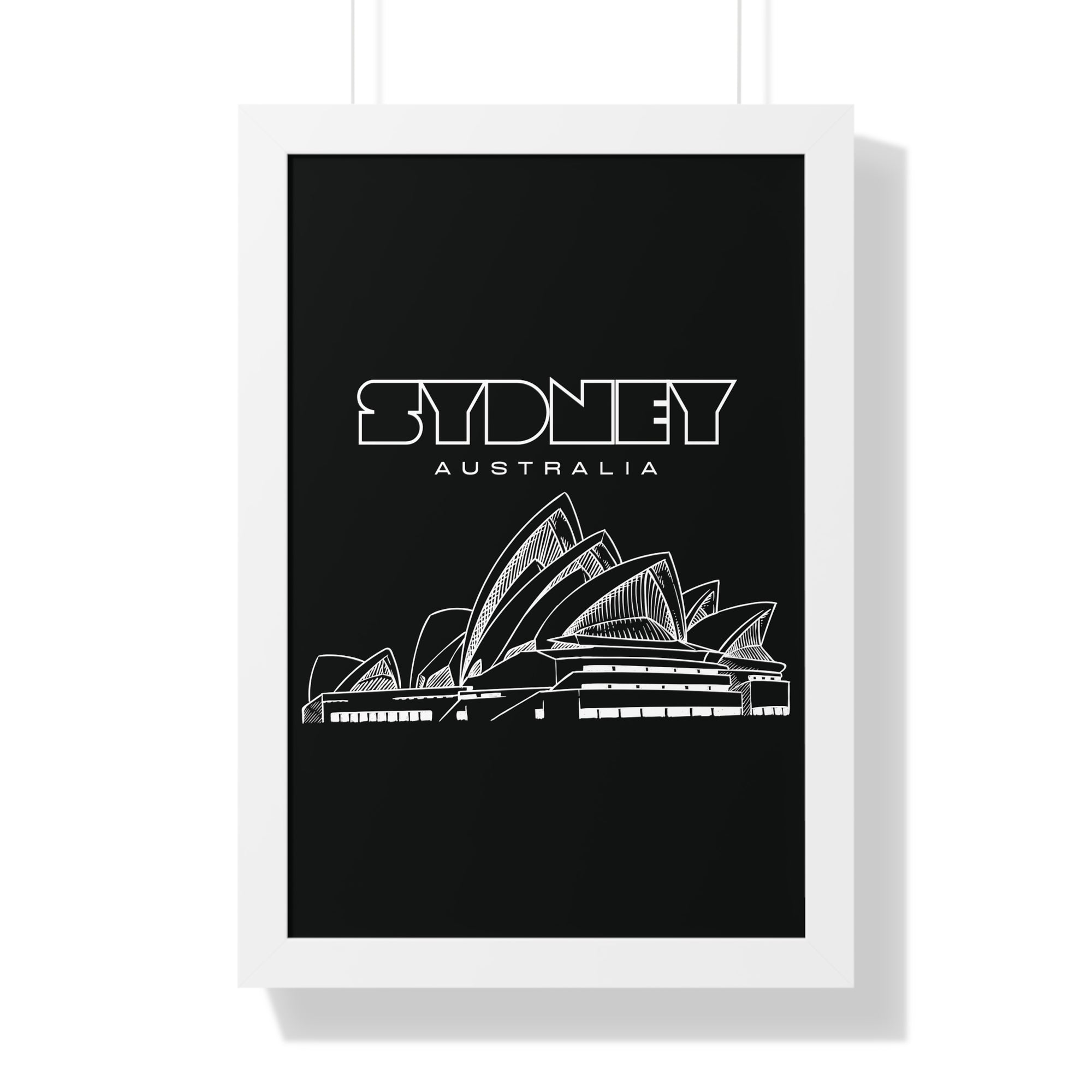 Aesthetic Sydney in Black - Framed Vertical Poster