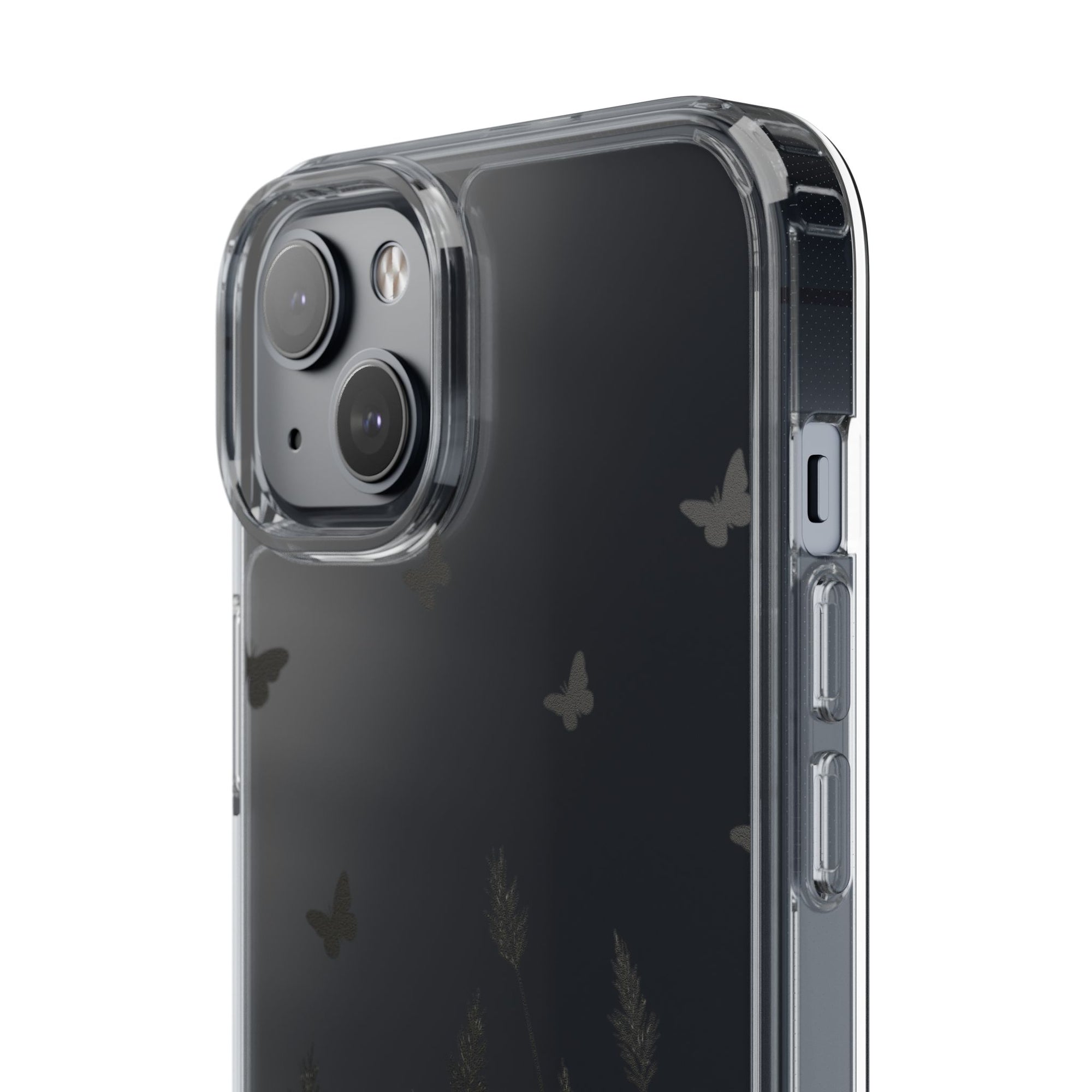 Stylish Clear Phone Case with Butterfly and Grass Design, Aesthetic Phone Cover, Nature-Inspired Gift, Transparent Case, Gift for Nature