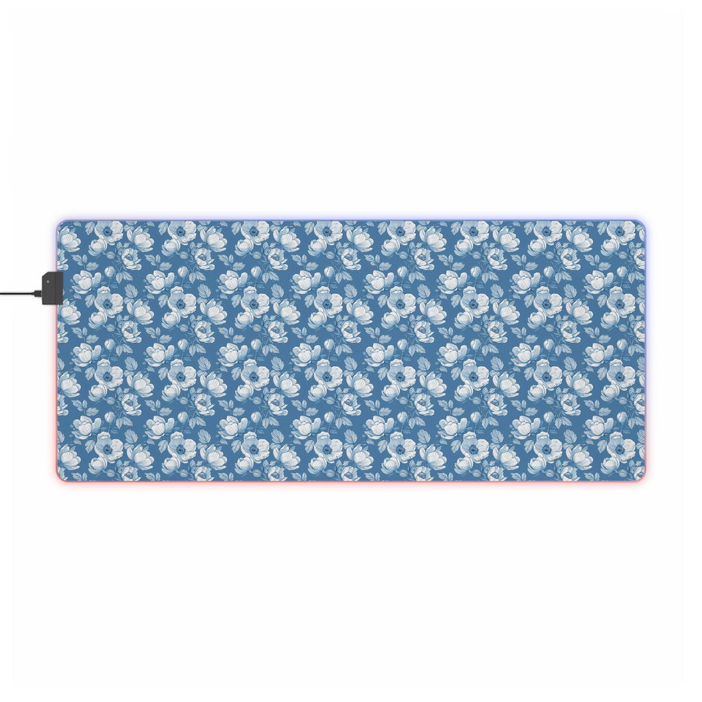 Floral LED Gaming Mouse Pad - Elegant Blue Design for Gamers