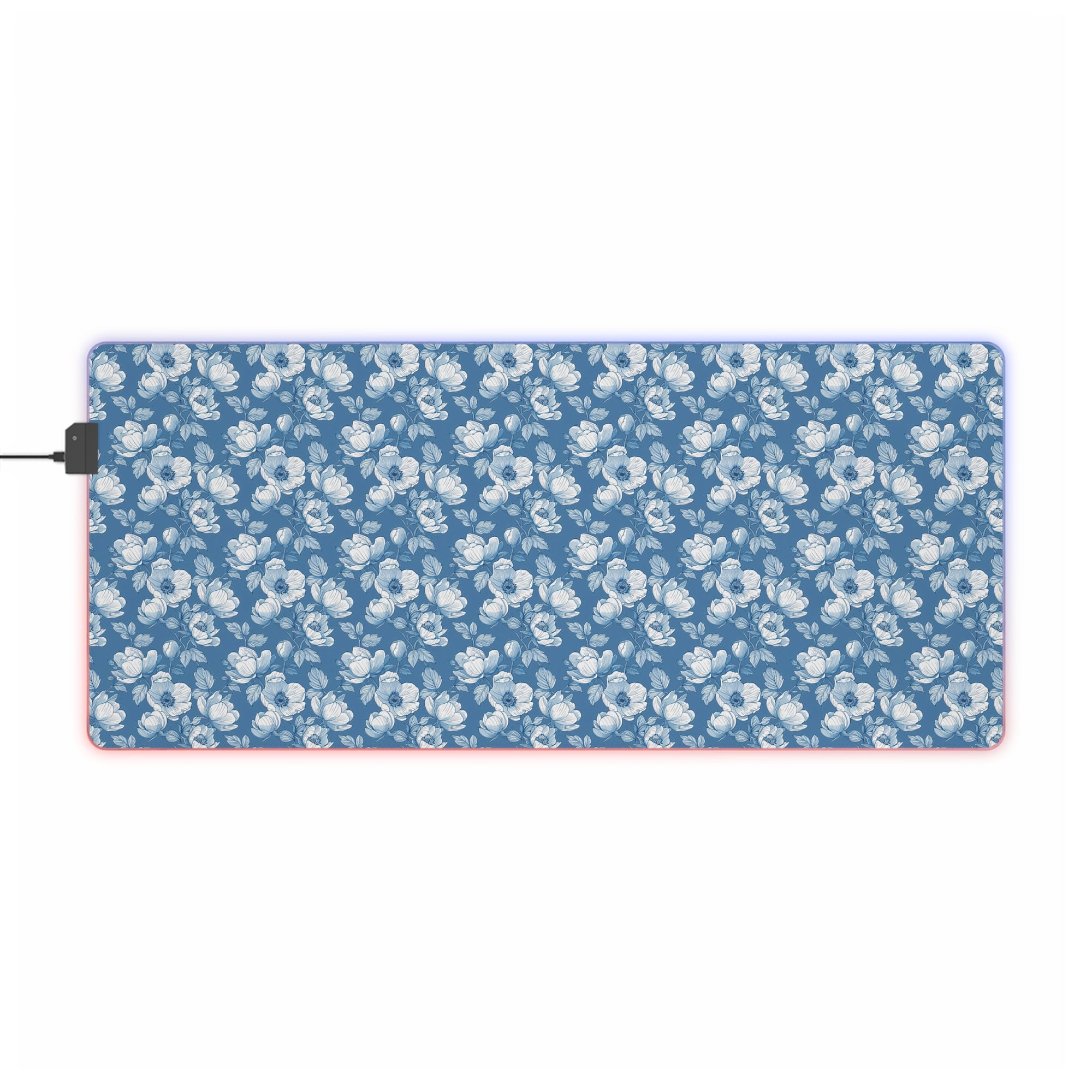 Floral LED Gaming Mouse Pad - Elegant Blue Design for Gamers