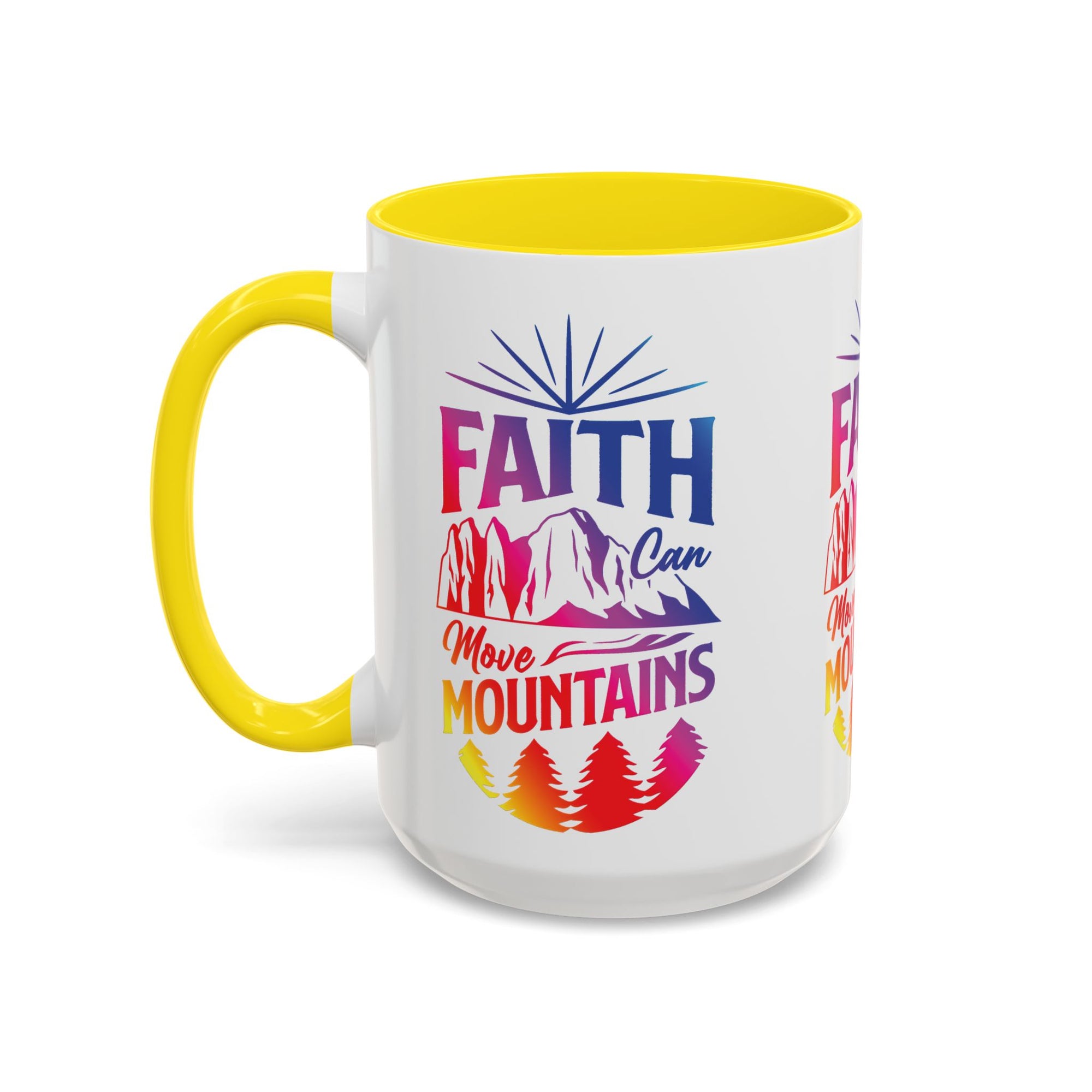 Faith Can Move Mountains Accent Coffee Mug - Inspirational Design