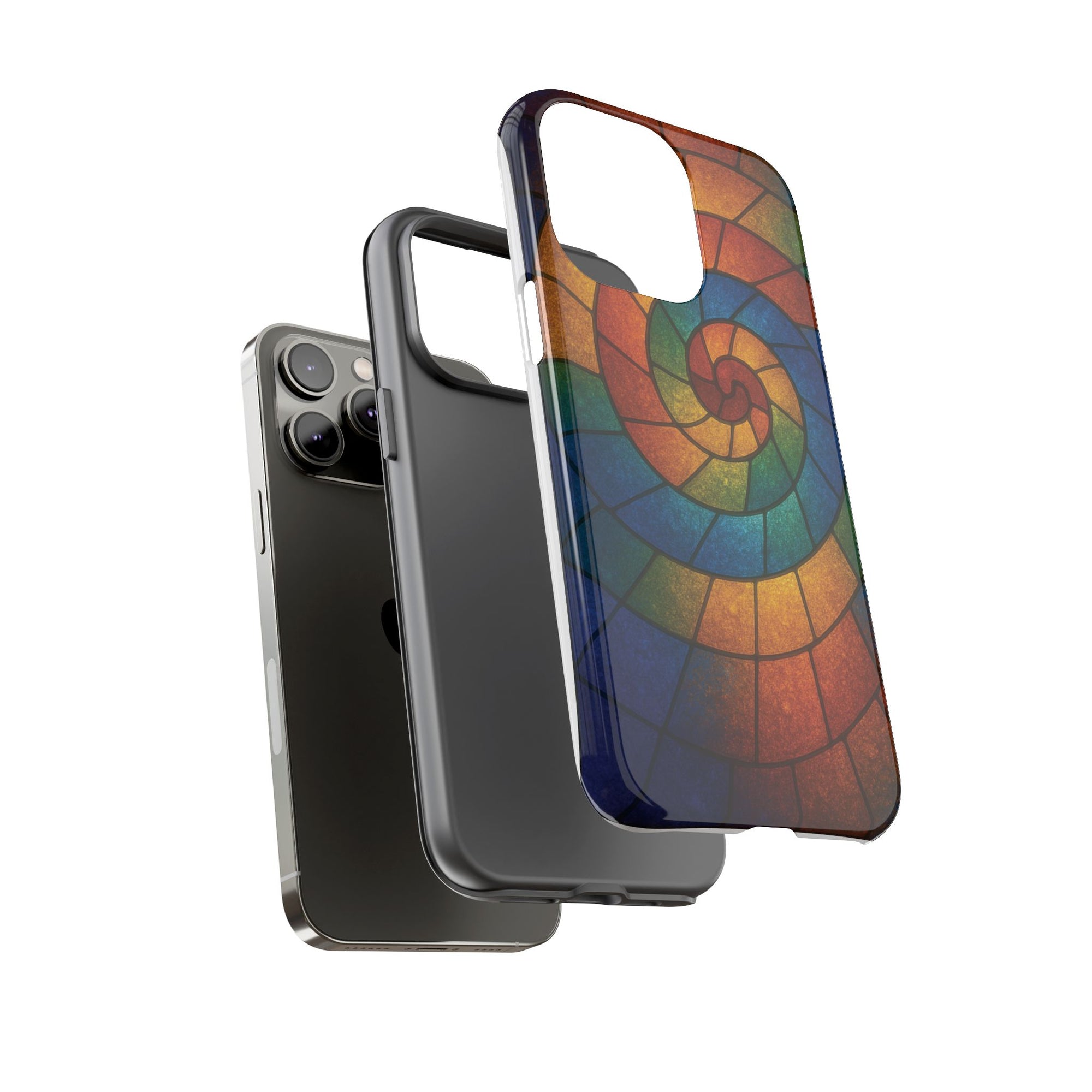 Stained Glass Spiral Colorful Phone Case, Vibrant Tough Phone Protector, Artistic Cell Phone Cover, Trendy Tech Accessories Samsung Galaxy S series and Apple iPhone series