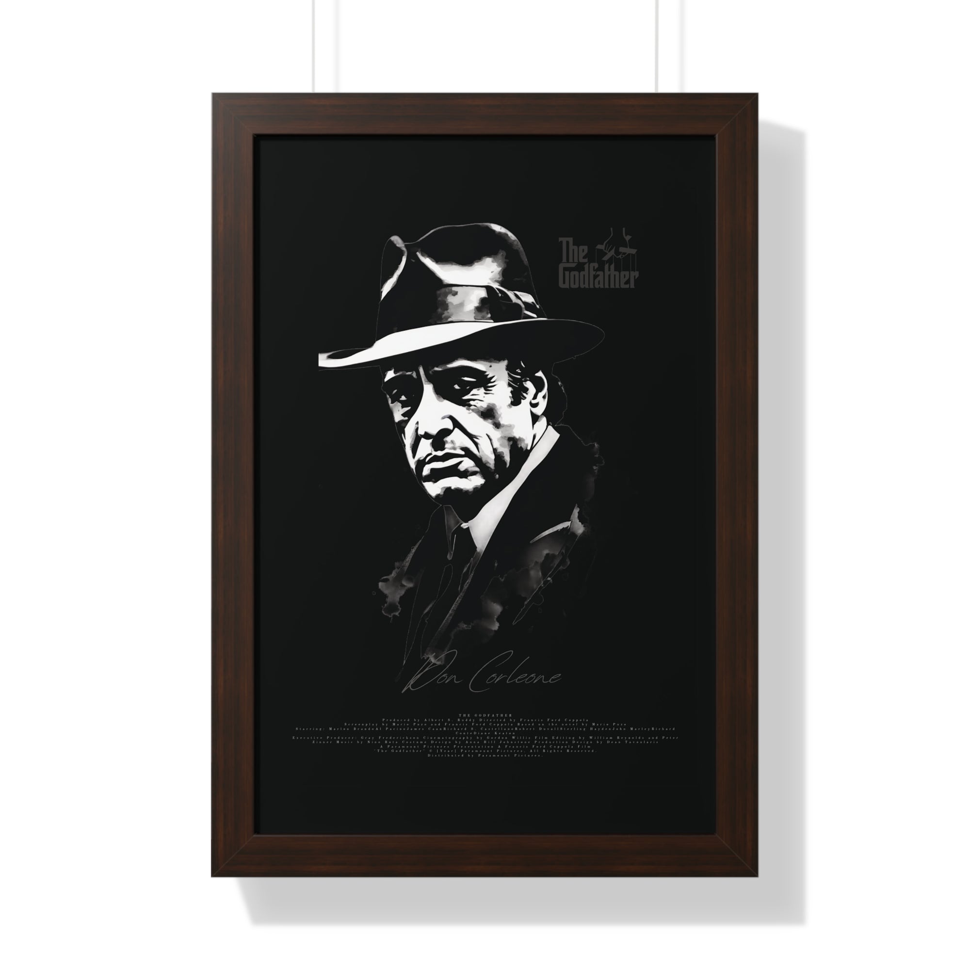 Don Corleone in Black - Framed Vertical Poster