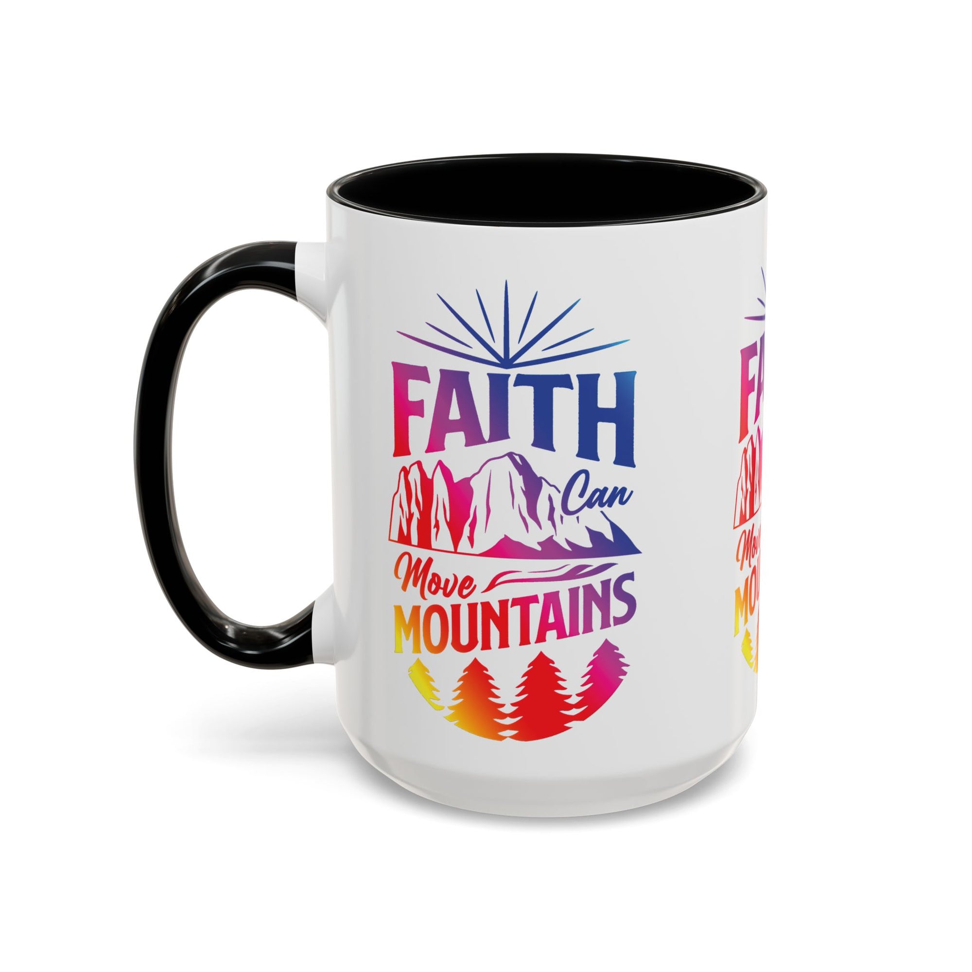 Faith Can Move Mountains Accent Coffee Mug - Inspirational Design