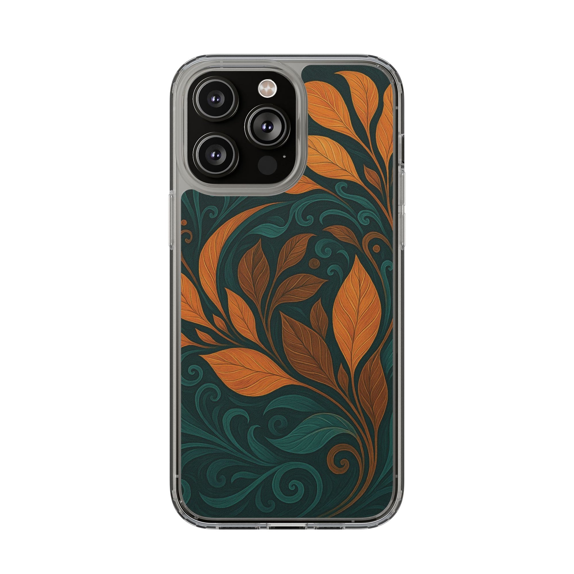 Bohemian Floral Clear Phone Case - Nature Lover's Gift, Botanical Design Phone Cover, Fall Aesthetic, Eco-Friendly Case, Custom Phone