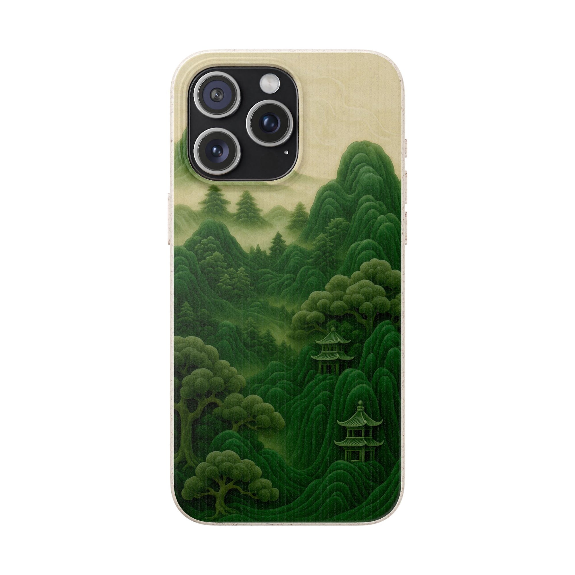 Eco-Friendly Biodegradable Phone Cases with Serene Mountain Landscape Design, Sustainable Gift, Nature Lover Accessory, Green Phone Cover,