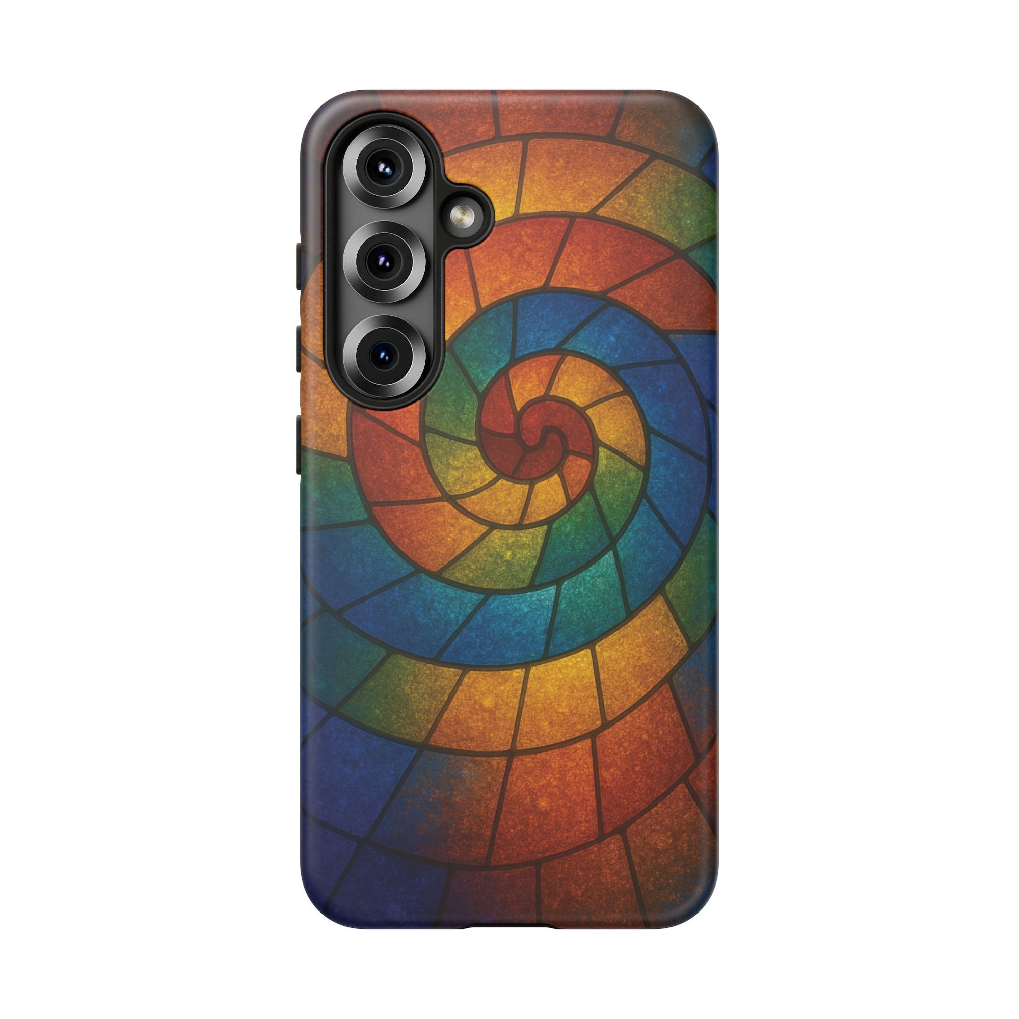 Stained Glass Spiral Colorful Phone Case, Vibrant Tough Phone Protector, Artistic Cell Phone Cover, Trendy Tech Accessories Samsung Galaxy S series and Apple iPhone series