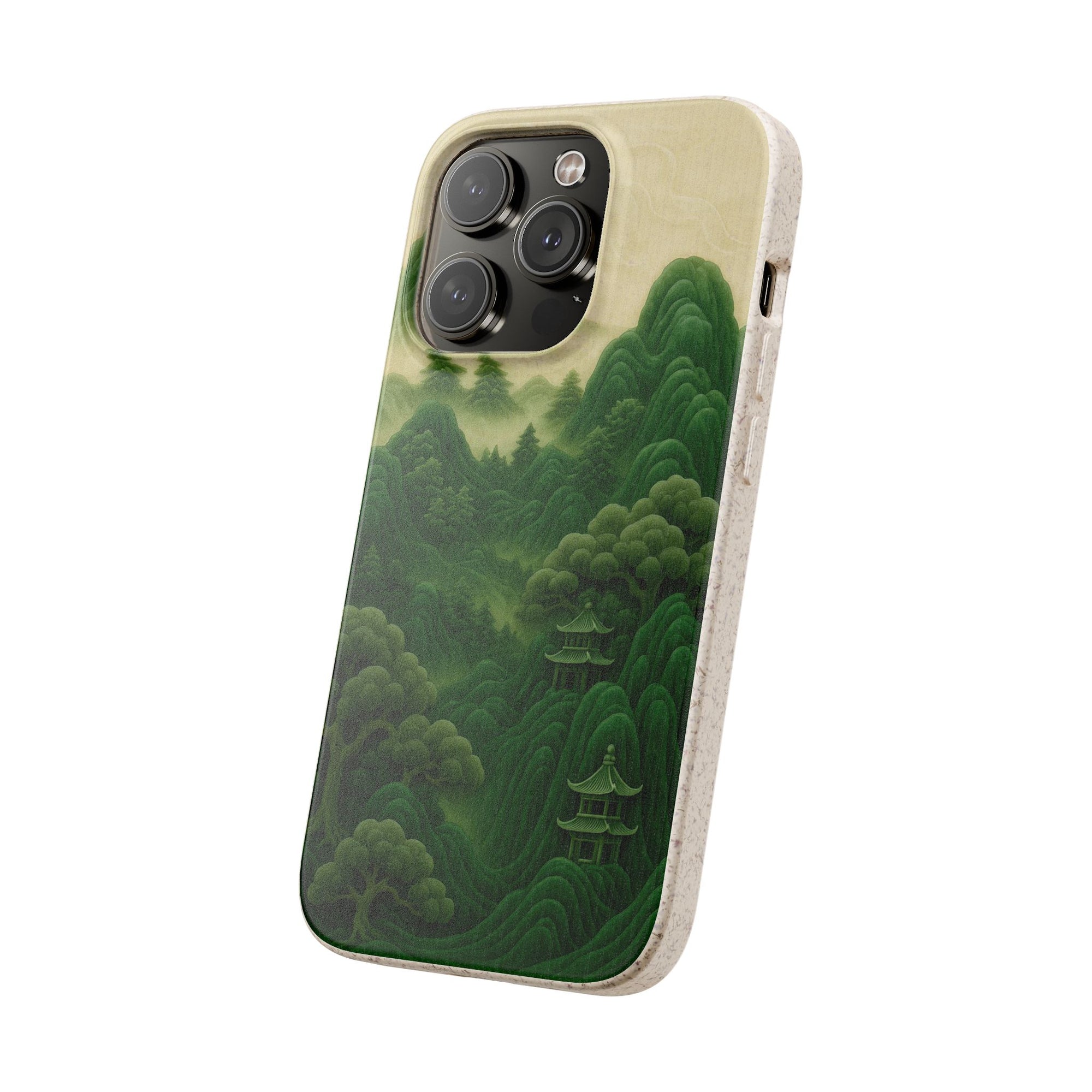 Eco-Friendly Biodegradable Phone Cases with Serene Mountain Landscape Design, Sustainable Gift, Nature Lover Accessory, Green Phone Cover,