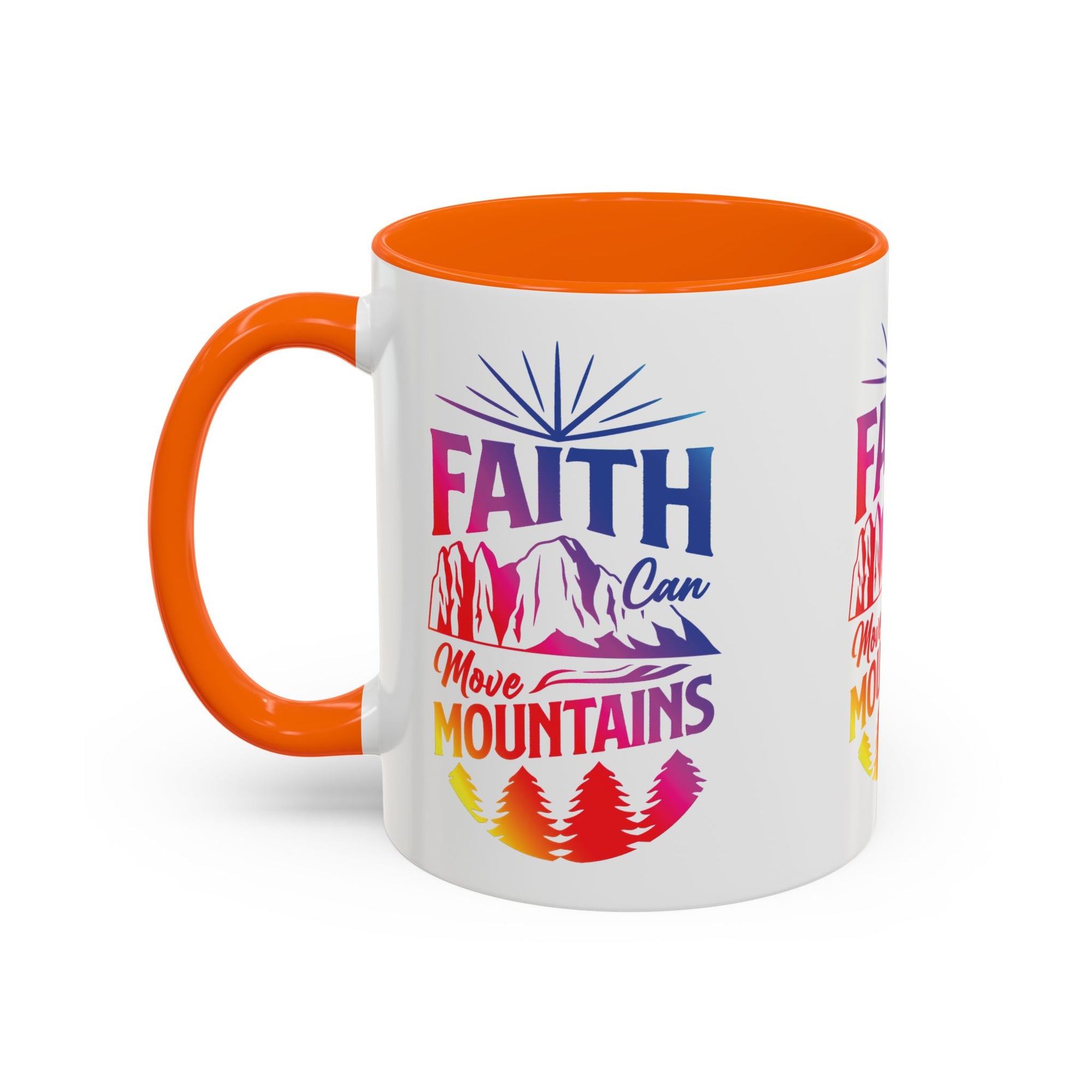 Faith Can Move Mountains Accent Coffee Mug - Inspirational Design