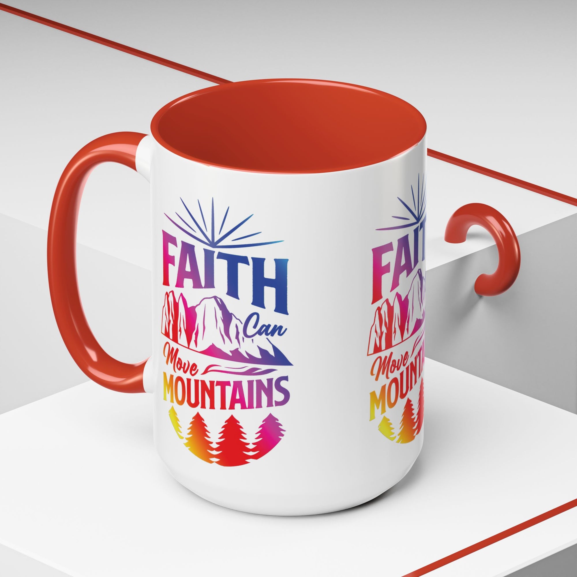 Faith Can Move Mountains Accent Coffee Mug - Inspirational Design