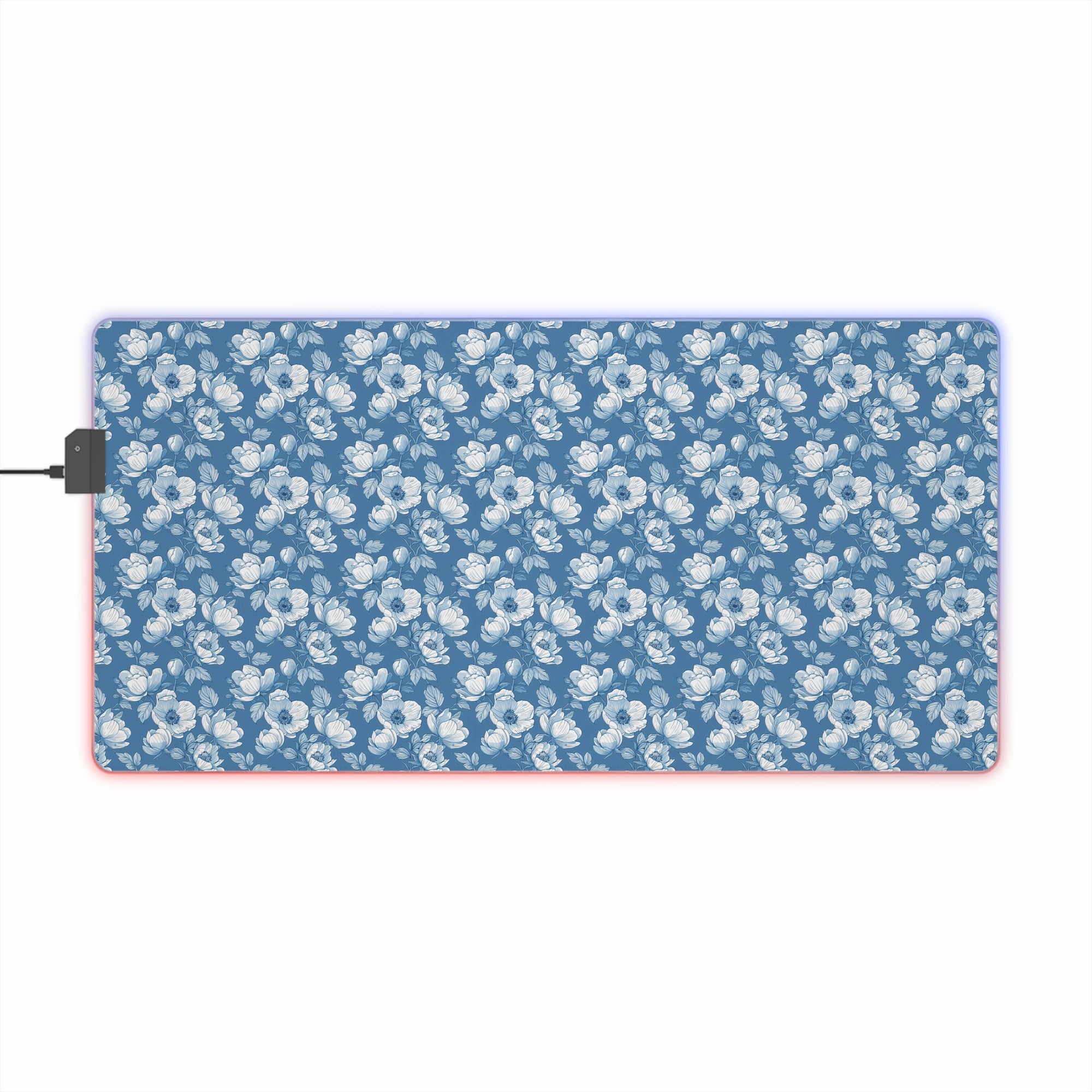 Floral LED Gaming Mouse Pad - Elegant Blue Design for Gamers