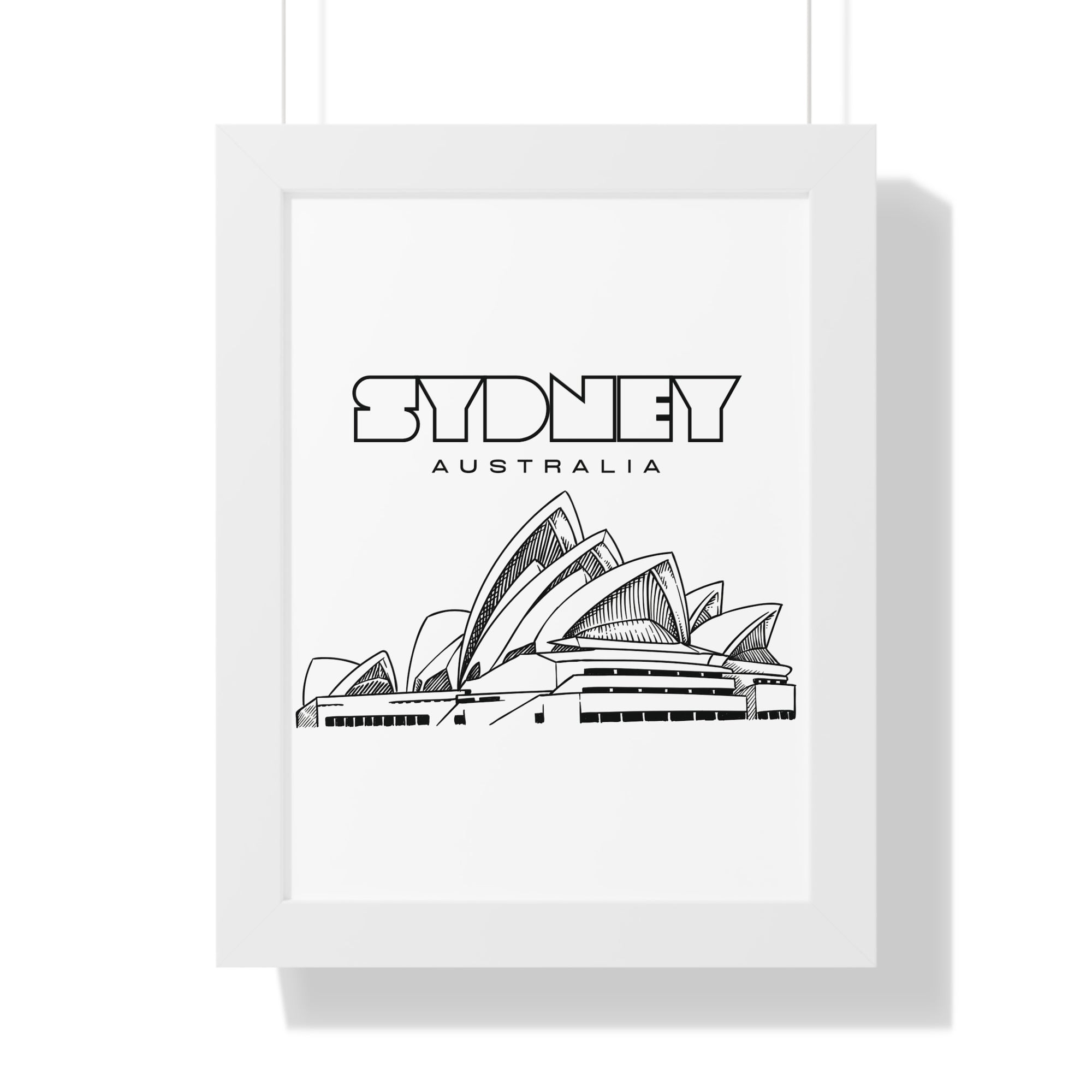 Aesthetic Sydney in White - Framed Vertical Poster