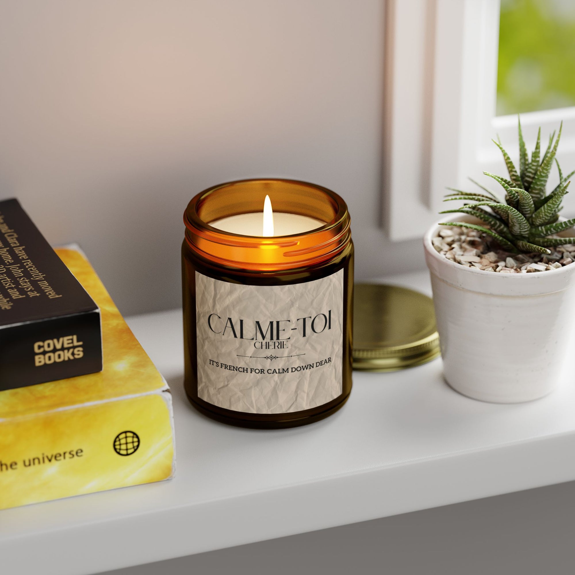 Calm Down Candle | Scented Coconut Apricot Wax, Self-Care Gift, Home Decor, Relaxation, Spa Experience, Mindfulness, Funny Gifts for Better-half