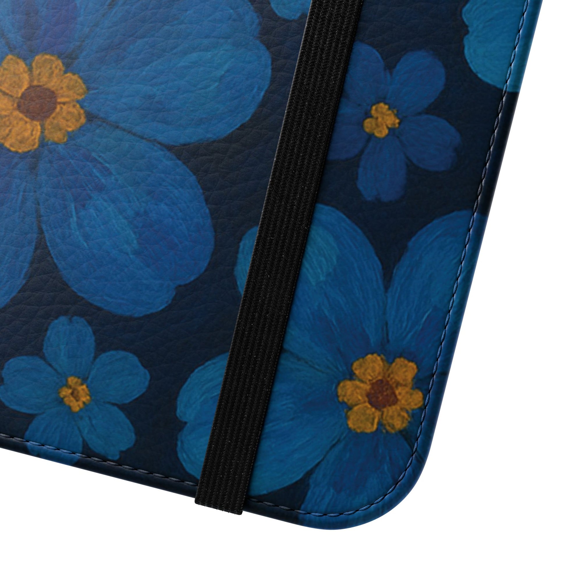 Floral Flip Phone Case - Elegant Blue Flower Design, Phone Accessory, Gift for Her, Trendy Organizer, Birthday, Mother's Day