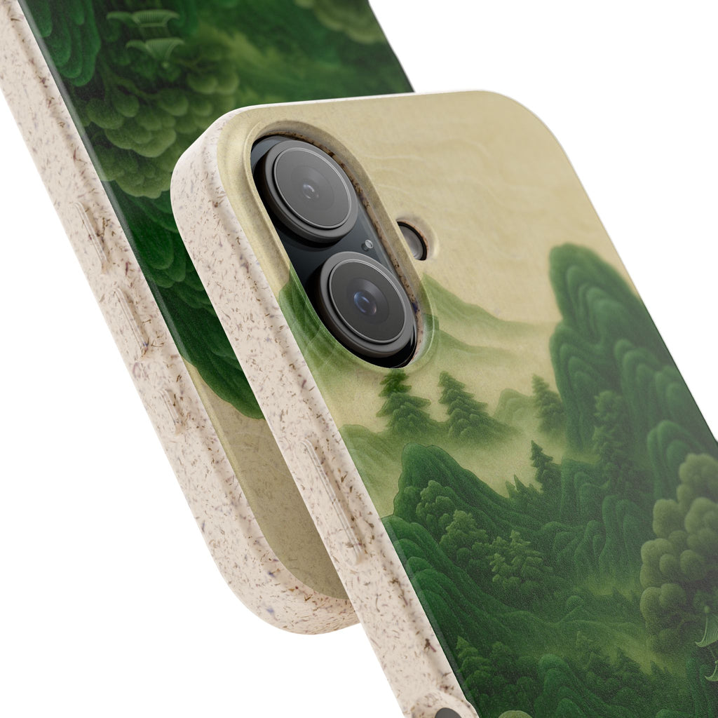 Eco-Friendly Biodegradable Phone Cases with Serene Mountain Landscape Design, Sustainable Gift, Nature Lover Accessory, Green Phone Cover,
