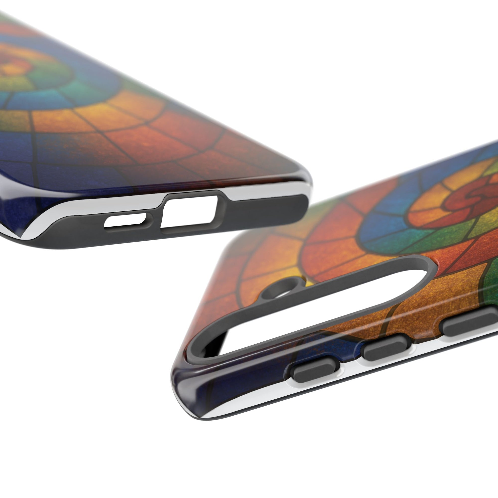 Stained Glass Spiral Colorful Phone Case, Vibrant Tough Phone Protector, Artistic Cell Phone Cover, Trendy Tech Accessories Samsung Galaxy S series and Apple iPhone series