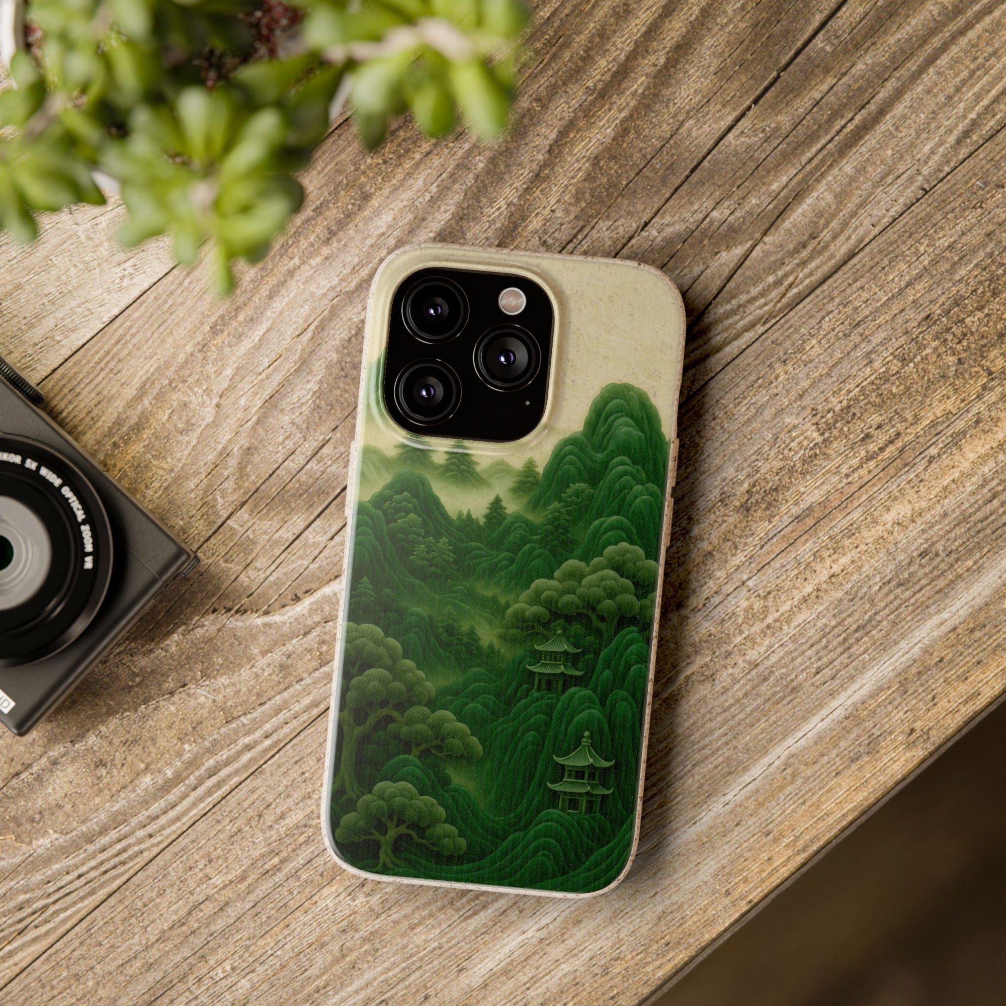 Eco-Friendly Biodegradable Phone Cases with Serene Mountain Landscape Design, Sustainable Gift, Nature Lover Accessory, Green Phone Cover,