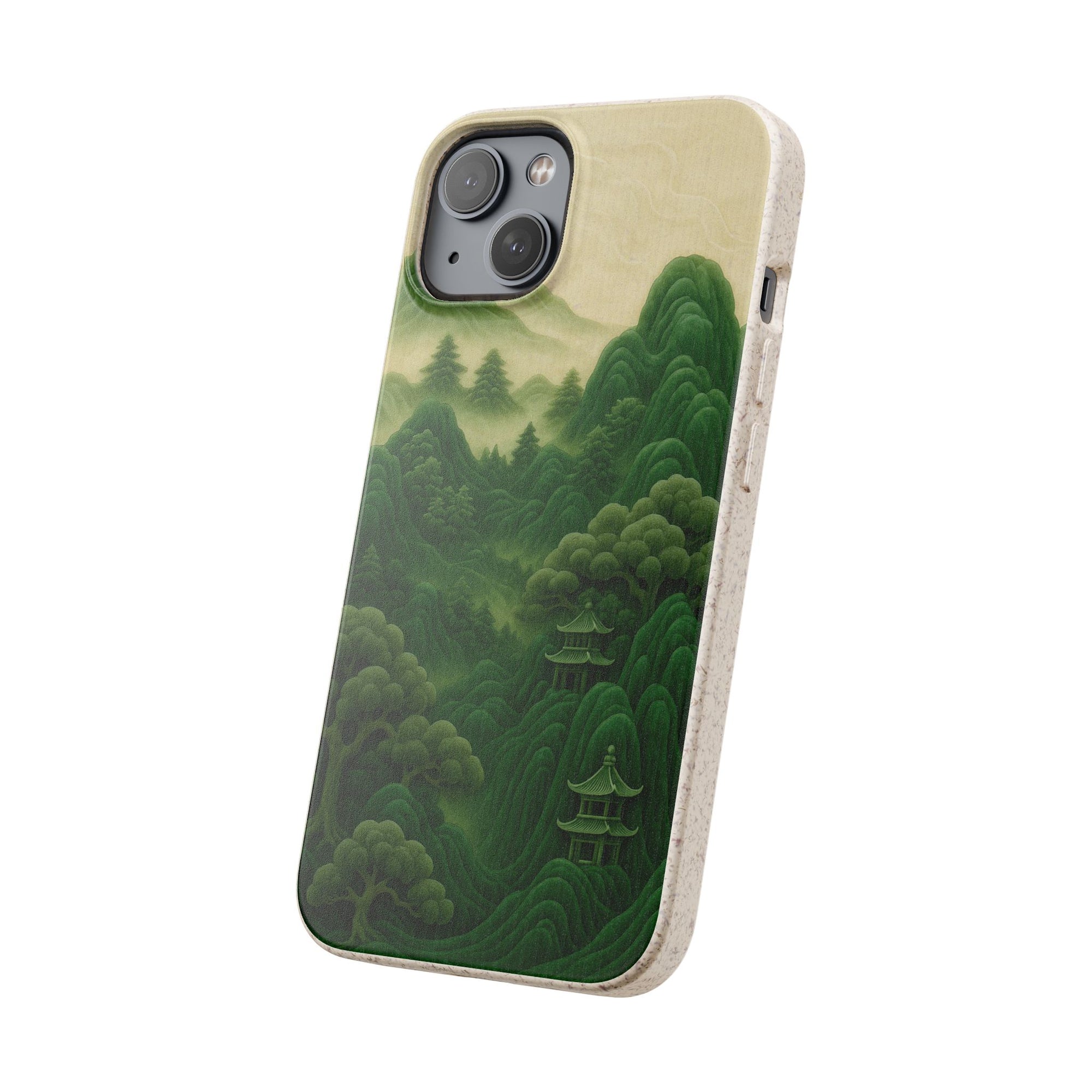 Eco-Friendly Biodegradable Phone Cases with Serene Mountain Landscape Design, Sustainable Gift, Nature Lover Accessory, Green Phone Cover,