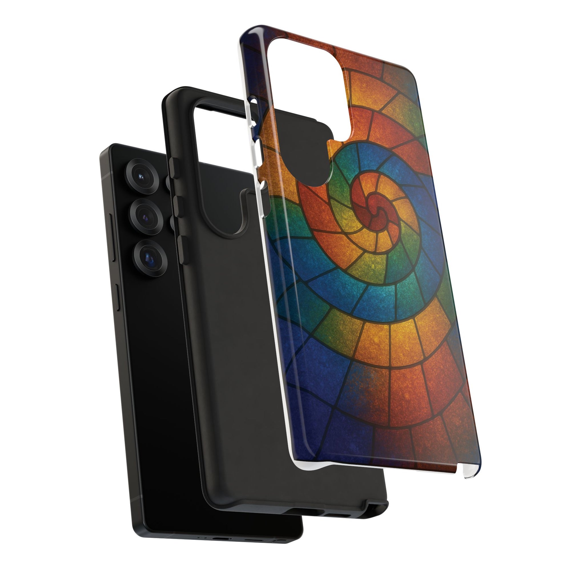 Stained Glass Spiral Colorful Phone Case, Vibrant Tough Phone Protector, Artistic Cell Phone Cover, Trendy Tech Accessories Samsung Galaxy S series and Apple iPhone series