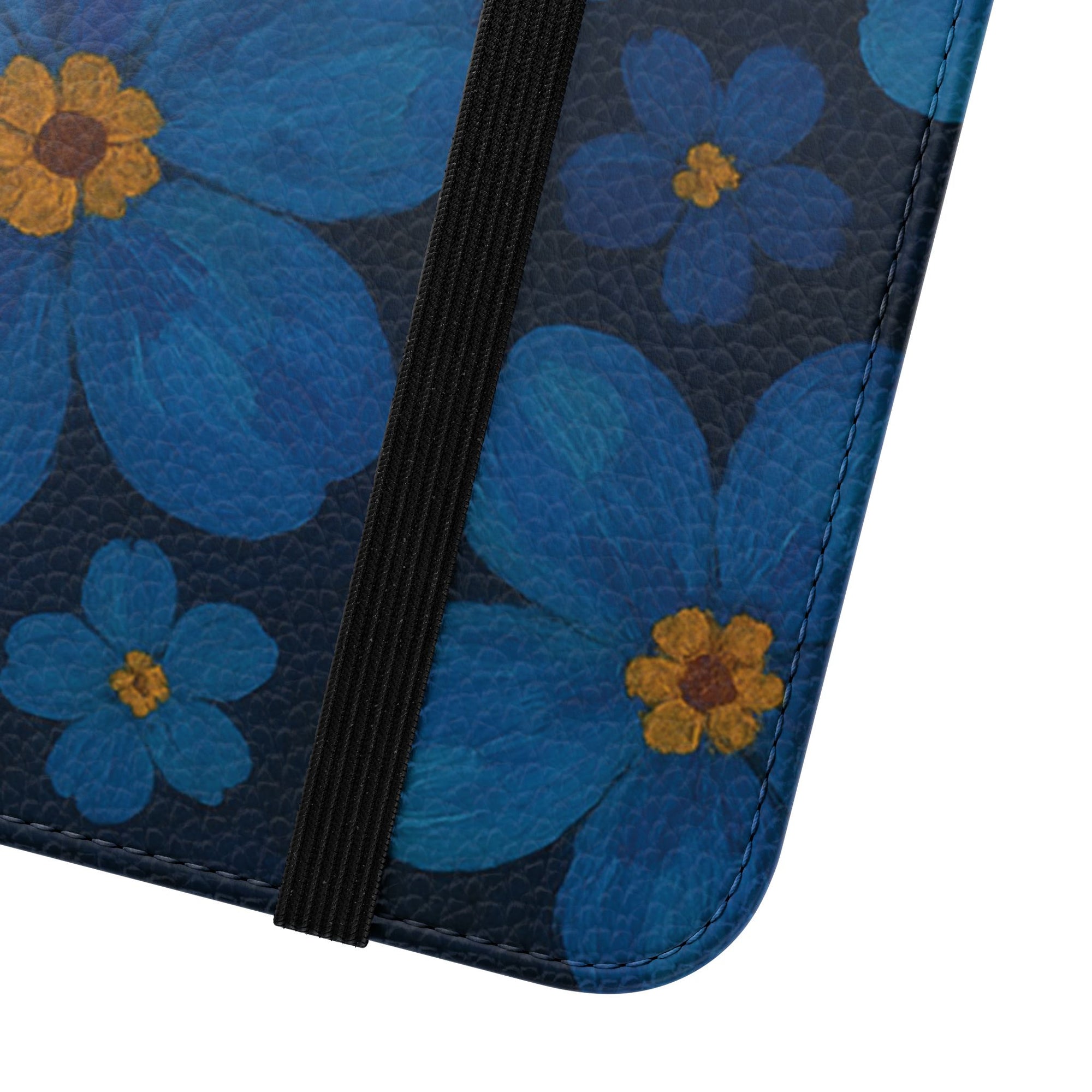 Floral Flip Phone Case - Elegant Blue Flower Design, Phone Accessory, Gift for Her, Trendy Organizer, Birthday, Mother's Day