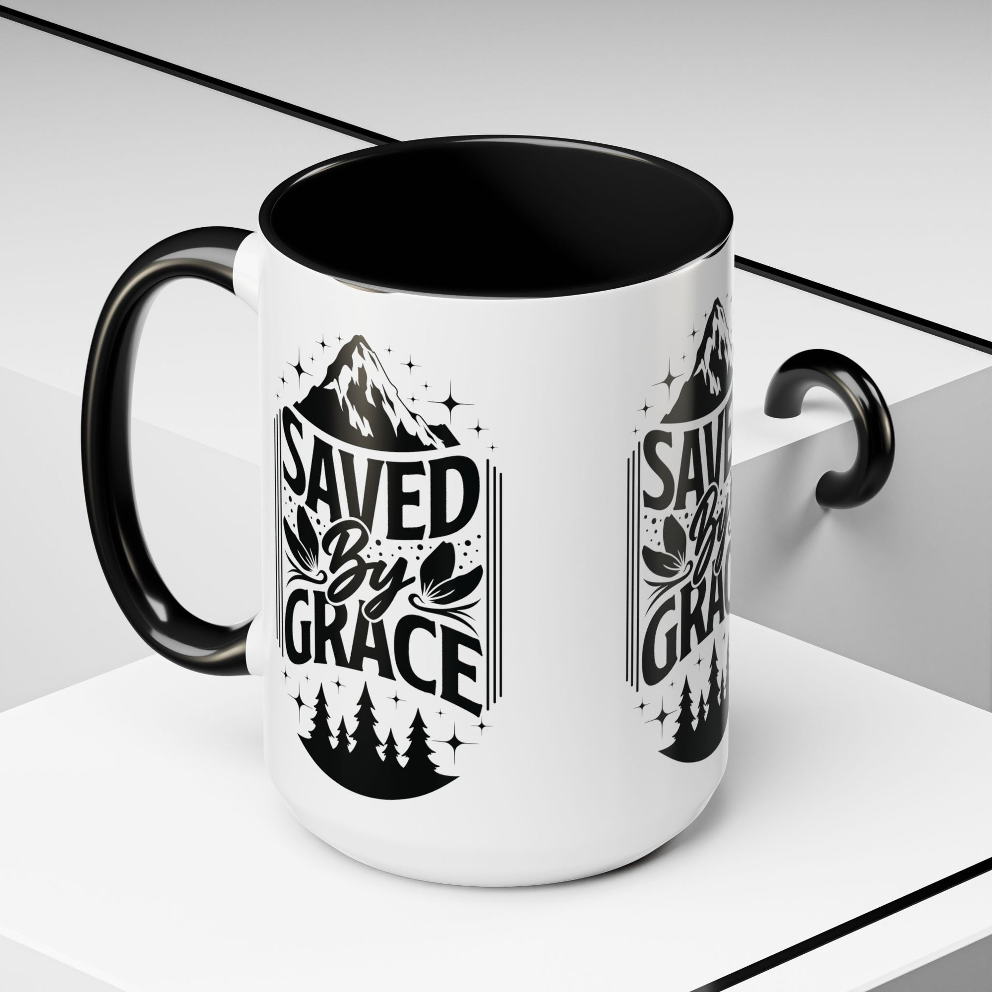 Saved by Grace Accent Coffee Mug - Inspirational Design