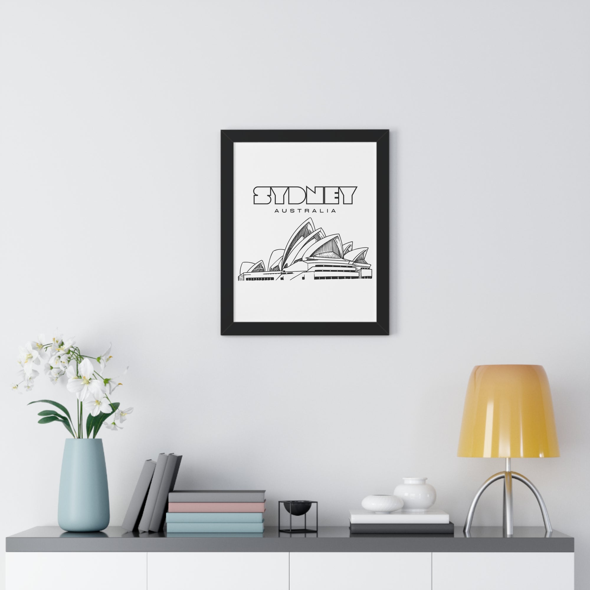 Aesthetic Sydney in White - Framed Vertical Poster