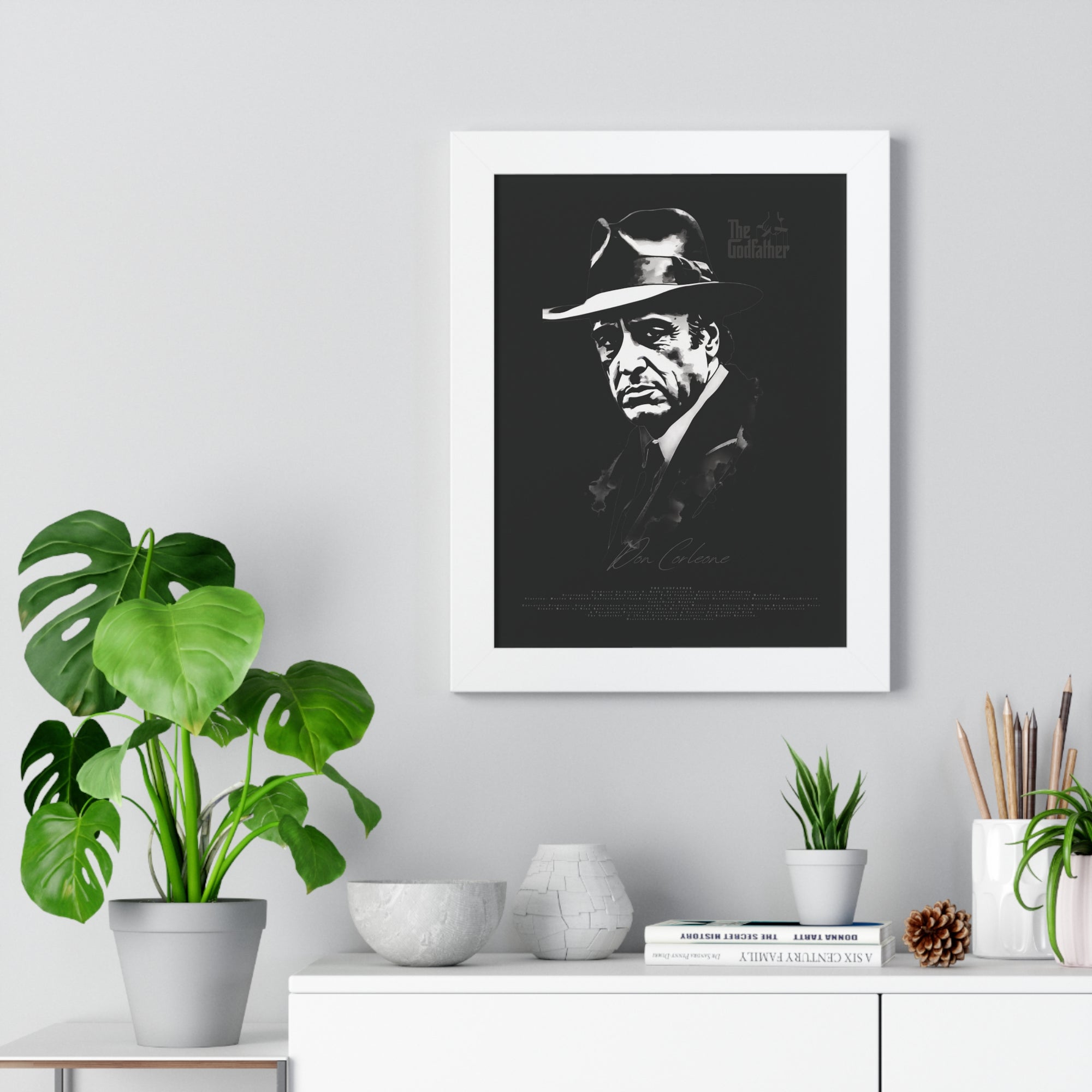 Don Corleone in Black - Framed Vertical Poster