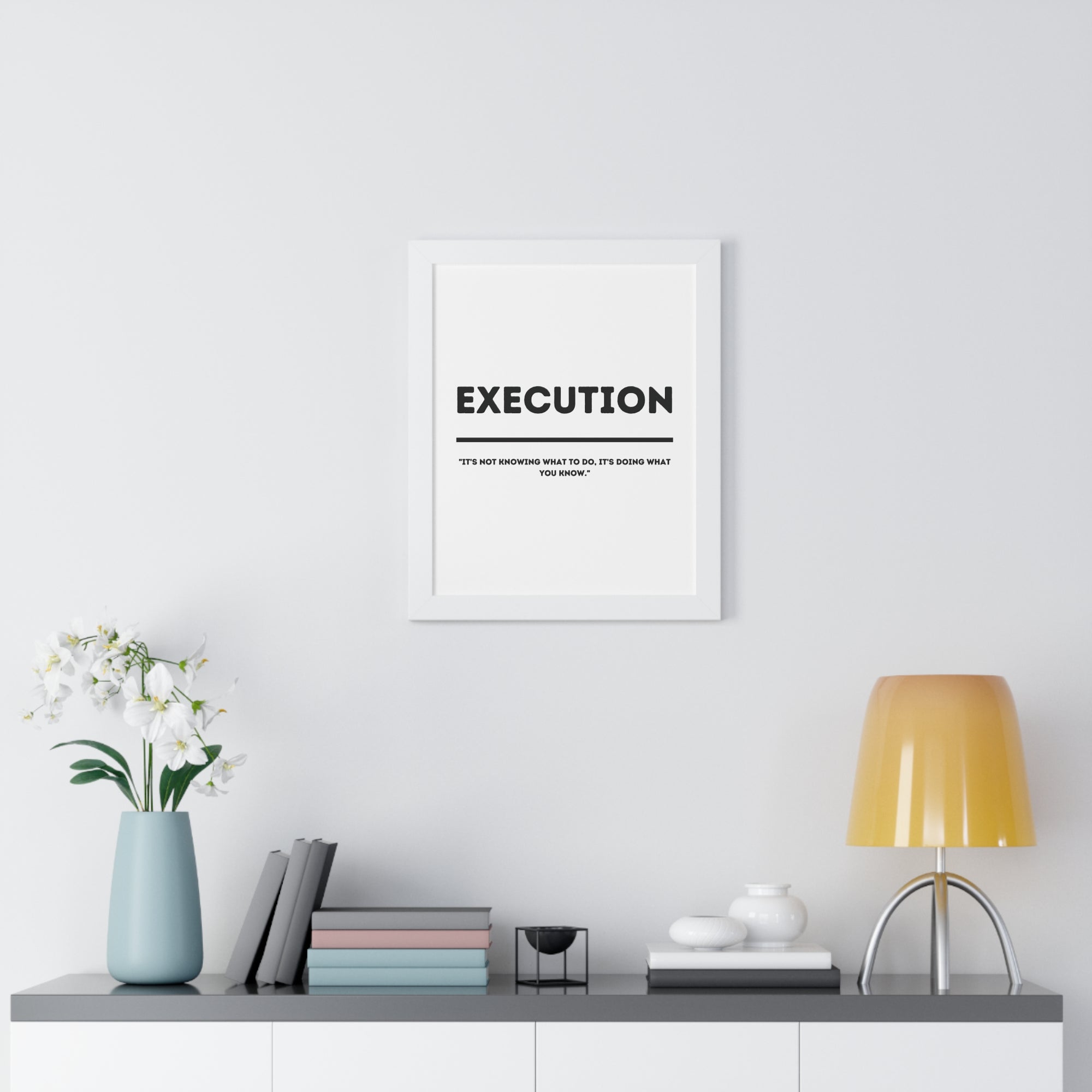 Minimalist in White (Execution) - Framed Vertical Poster