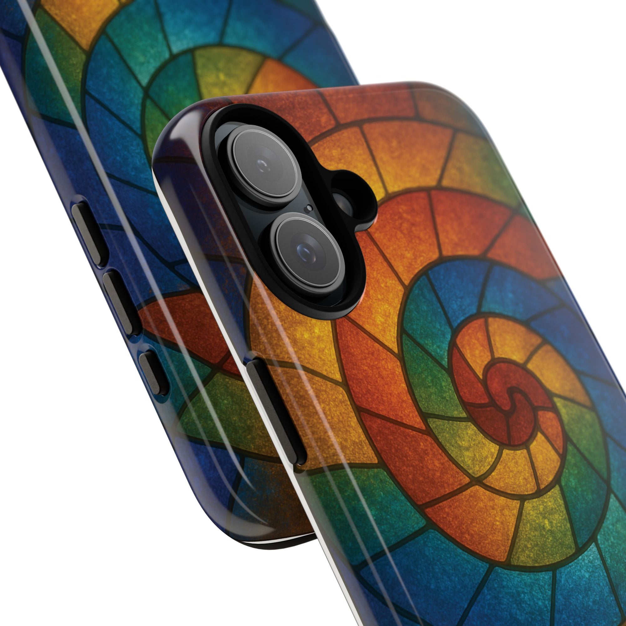 Stained Glass Spiral Colorful Phone Case, Vibrant Tough Phone Protector, Artistic Cell Phone Cover, Trendy Tech Accessories Samsung Galaxy S series and Apple iPhone series