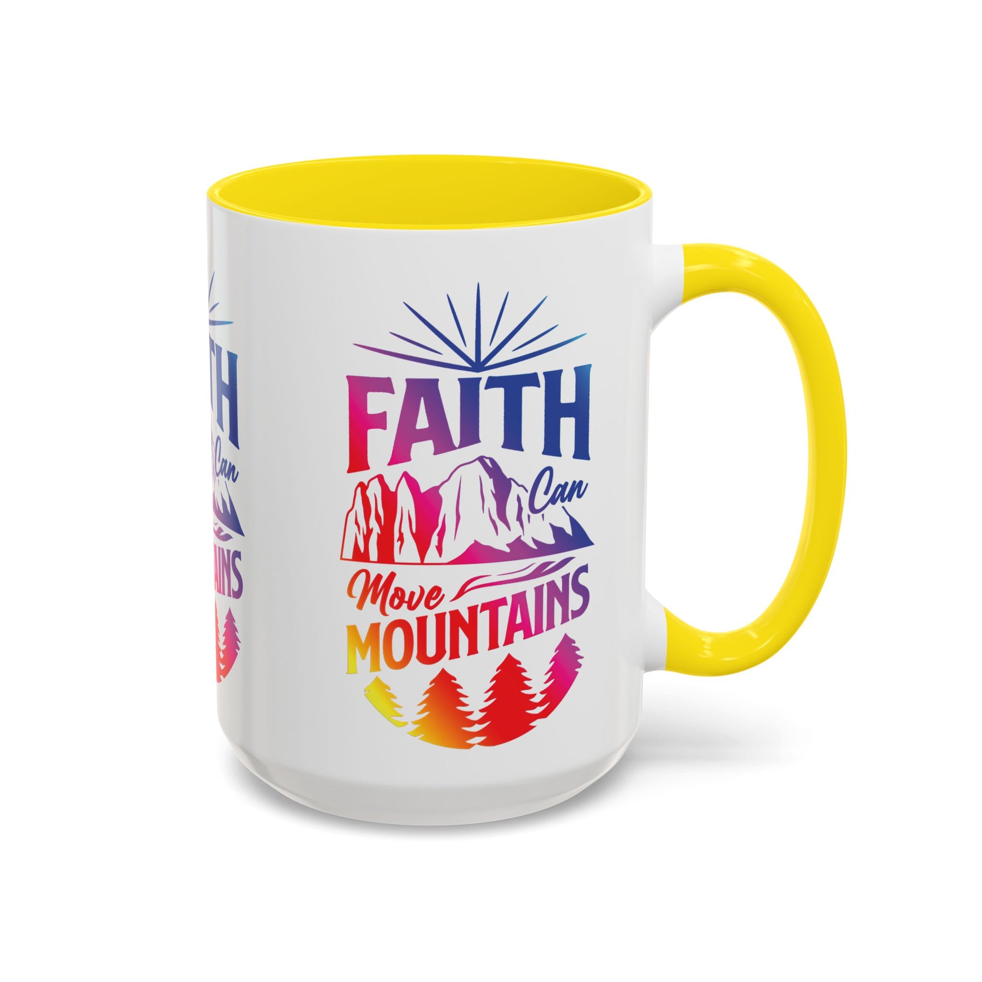 Faith Can Move Mountains Accent Coffee Mug - Inspirational Design