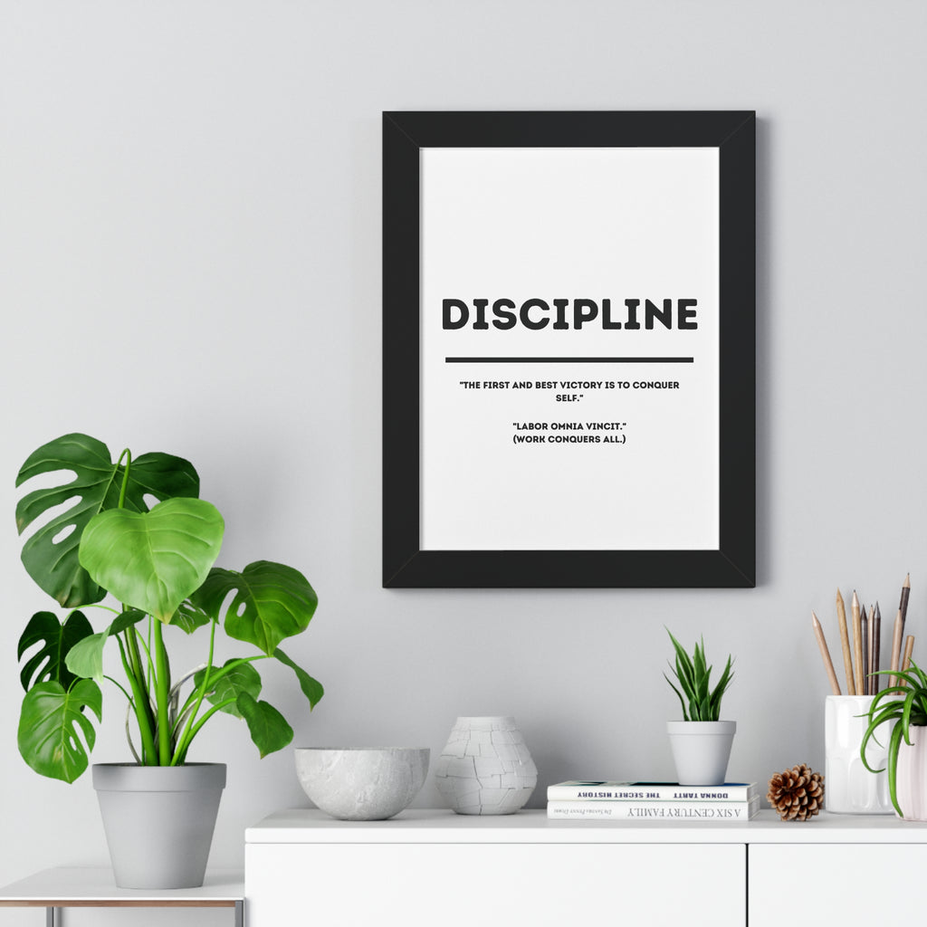Minimalist in White (Discipline) - Framed Vertical Poster