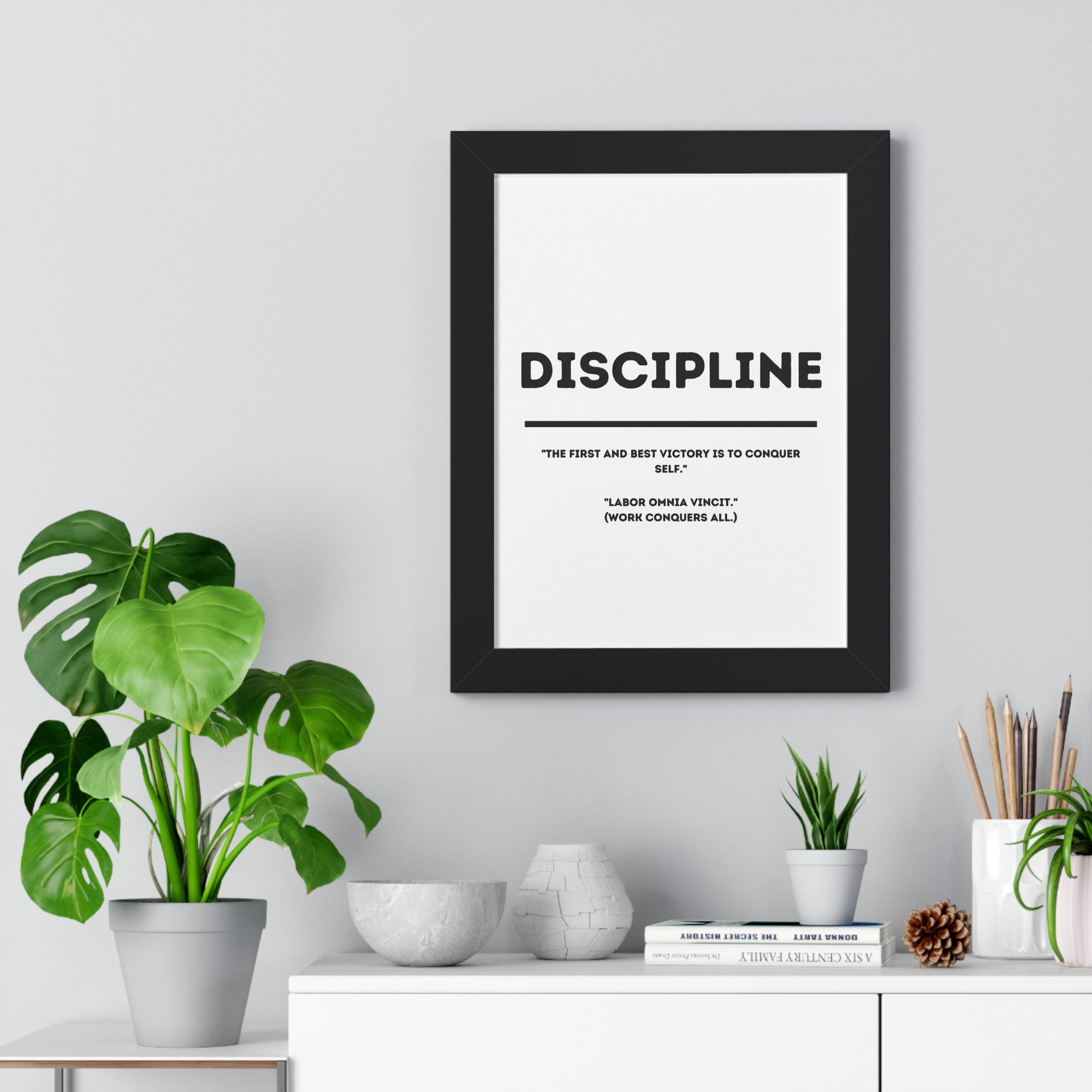 Minimalist in White (Discipline) - Framed Vertical Poster