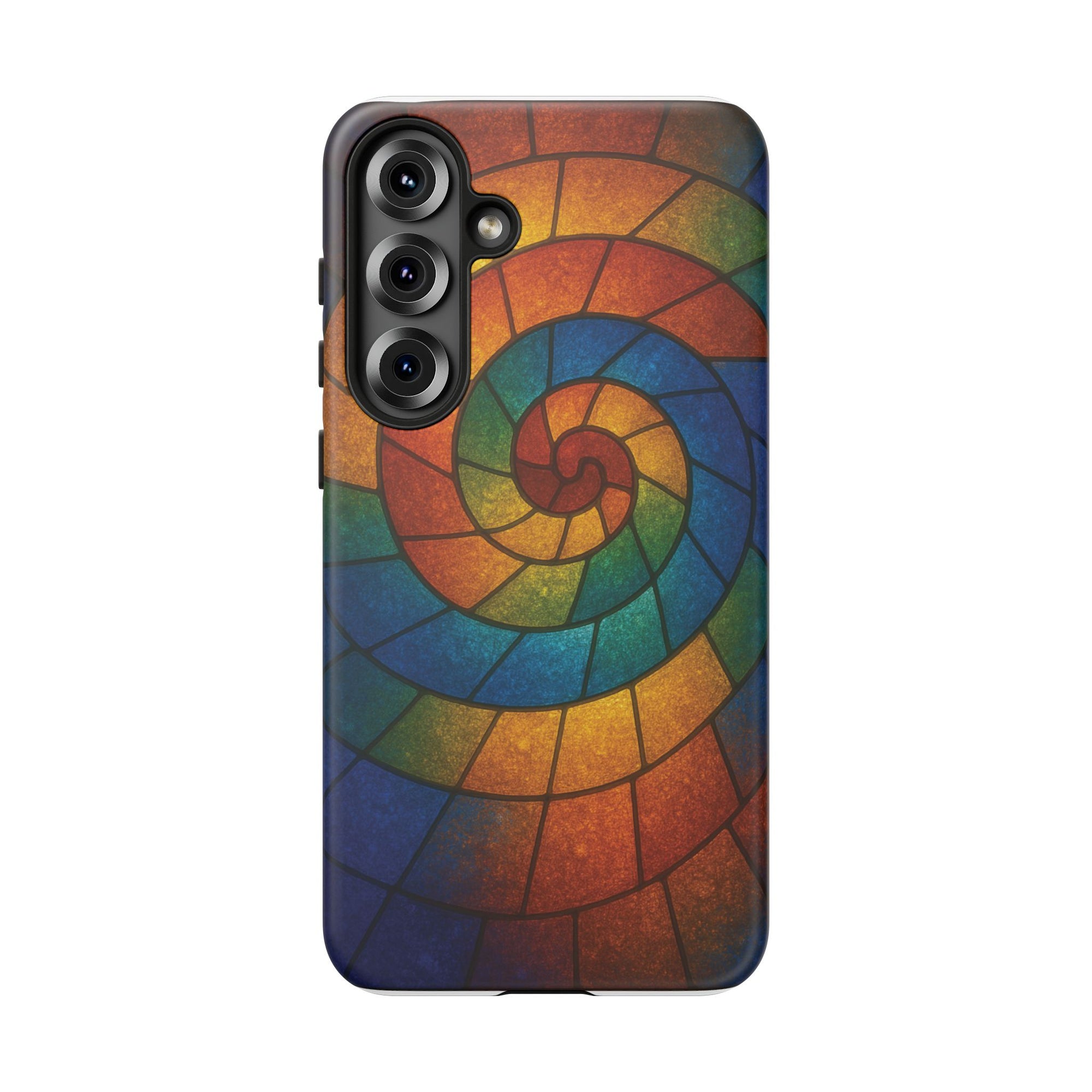 Stained Glass Spiral Colorful Phone Case, Vibrant Tough Phone Protector, Artistic Cell Phone Cover, Trendy Tech Accessories Samsung Galaxy S series and Apple iPhone series