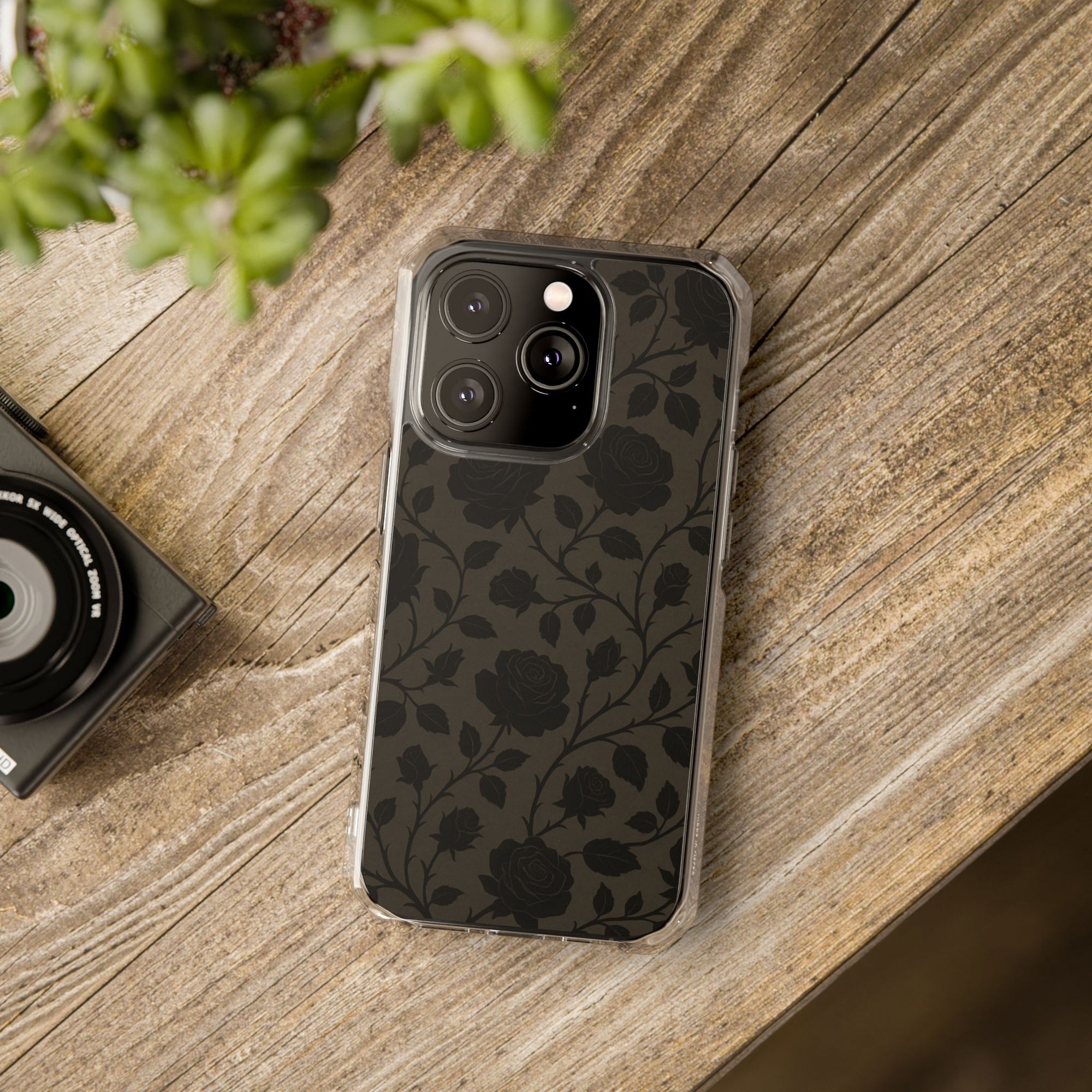 Floral Phone Case - Elegant Rose Design, Magnetic Clear Impact Case for iPhone, Stylish Phone Cover, Gifts for Her, Floral Lover