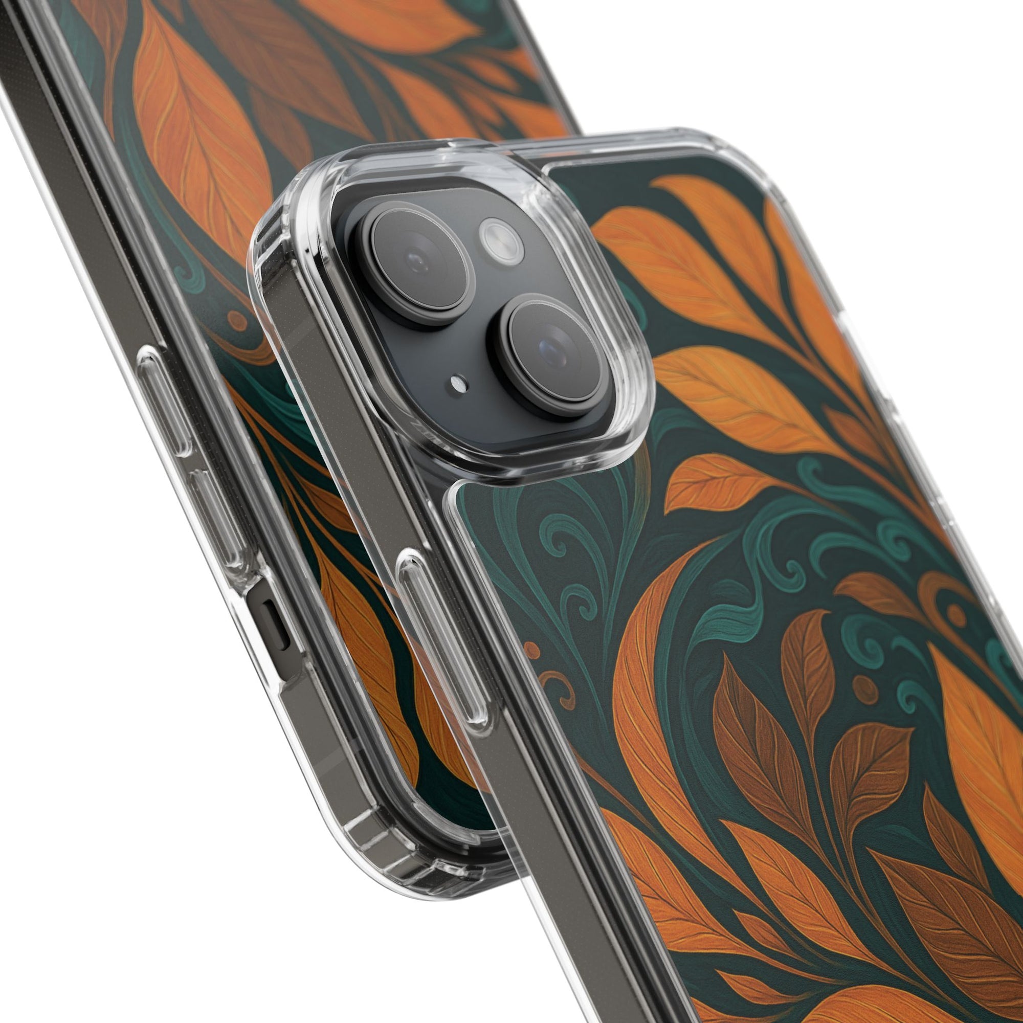 Bohemian Floral Clear Phone Case - Nature Lover's Gift, Botanical Design Phone Cover, Fall Aesthetic, Eco-Friendly Case, Custom Phone