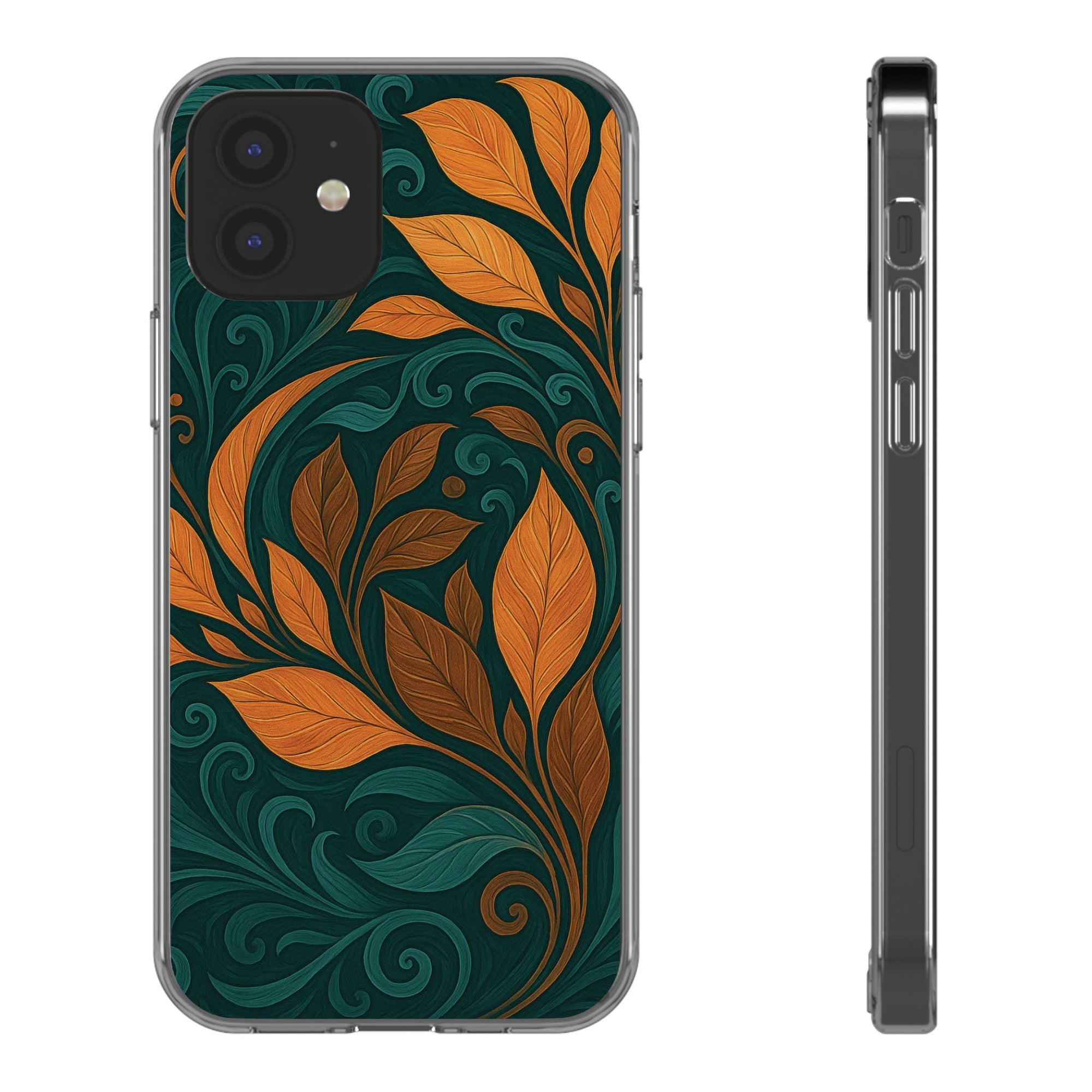 Bohemian Floral Clear Phone Case - Nature Lover's Gift, Botanical Design Phone Cover, Fall Aesthetic, Eco-Friendly Case, Custom Phone