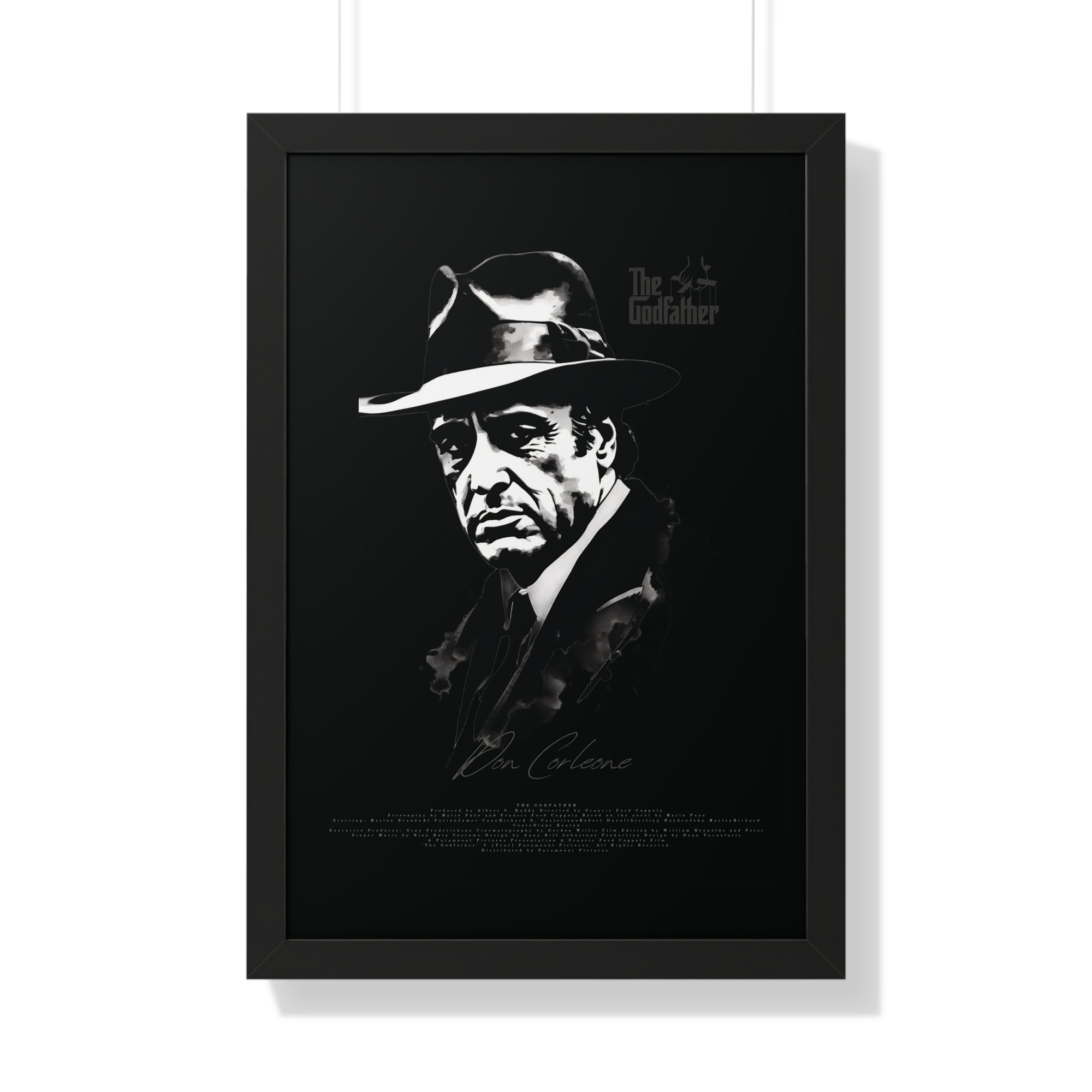 Don Corleone in Black - Framed Vertical Poster