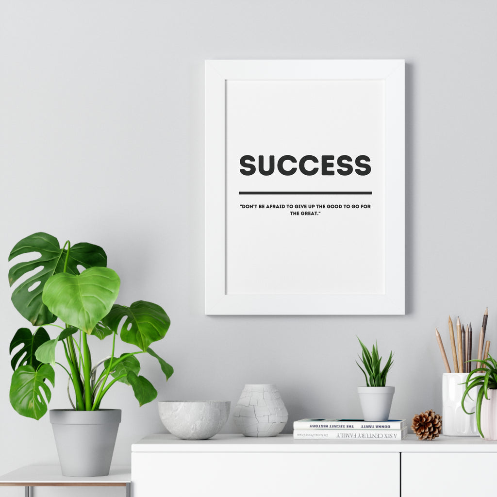 Minimalist in White (Success) - Framed Vertical Poster