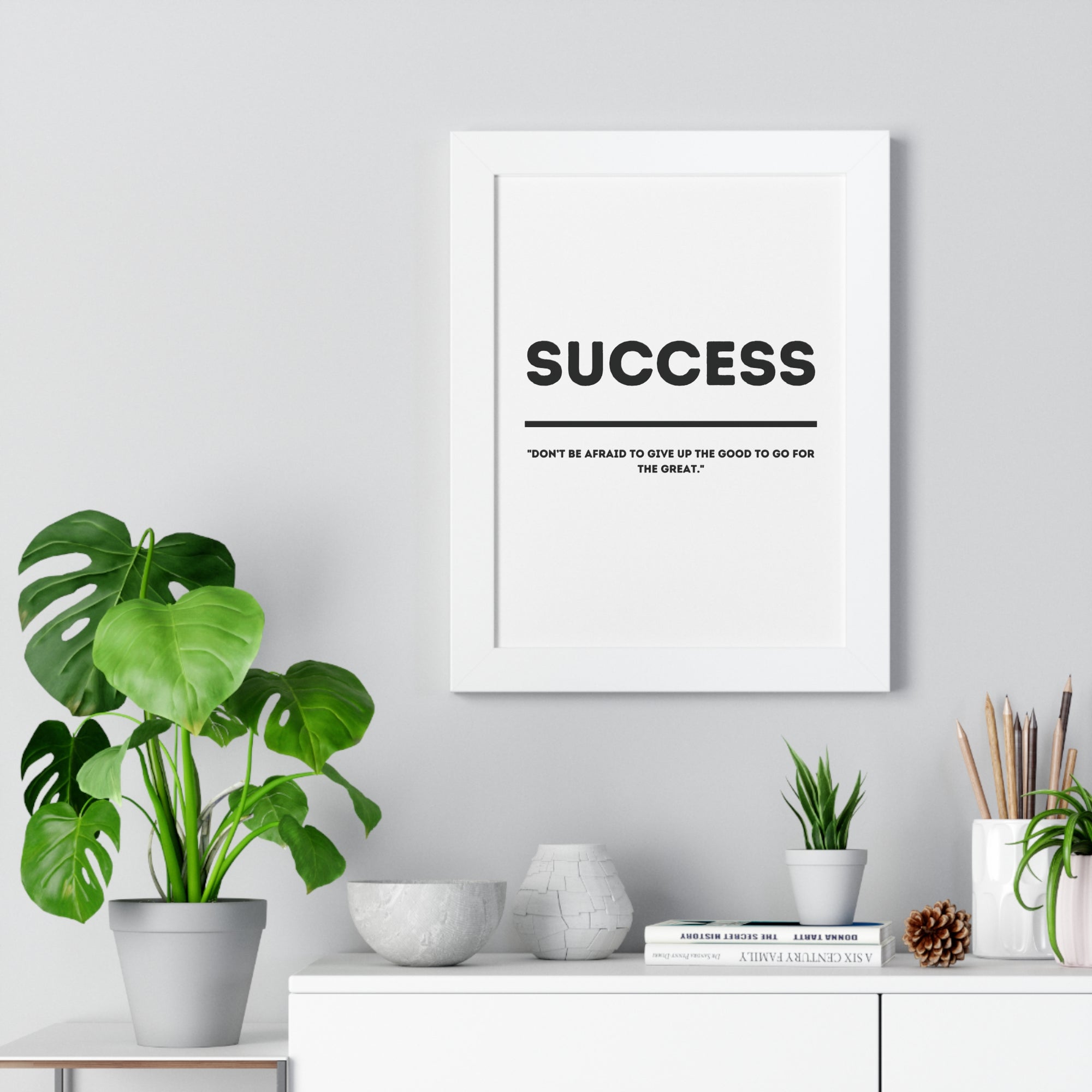 Minimalist in White (Success) - Framed Vertical Poster