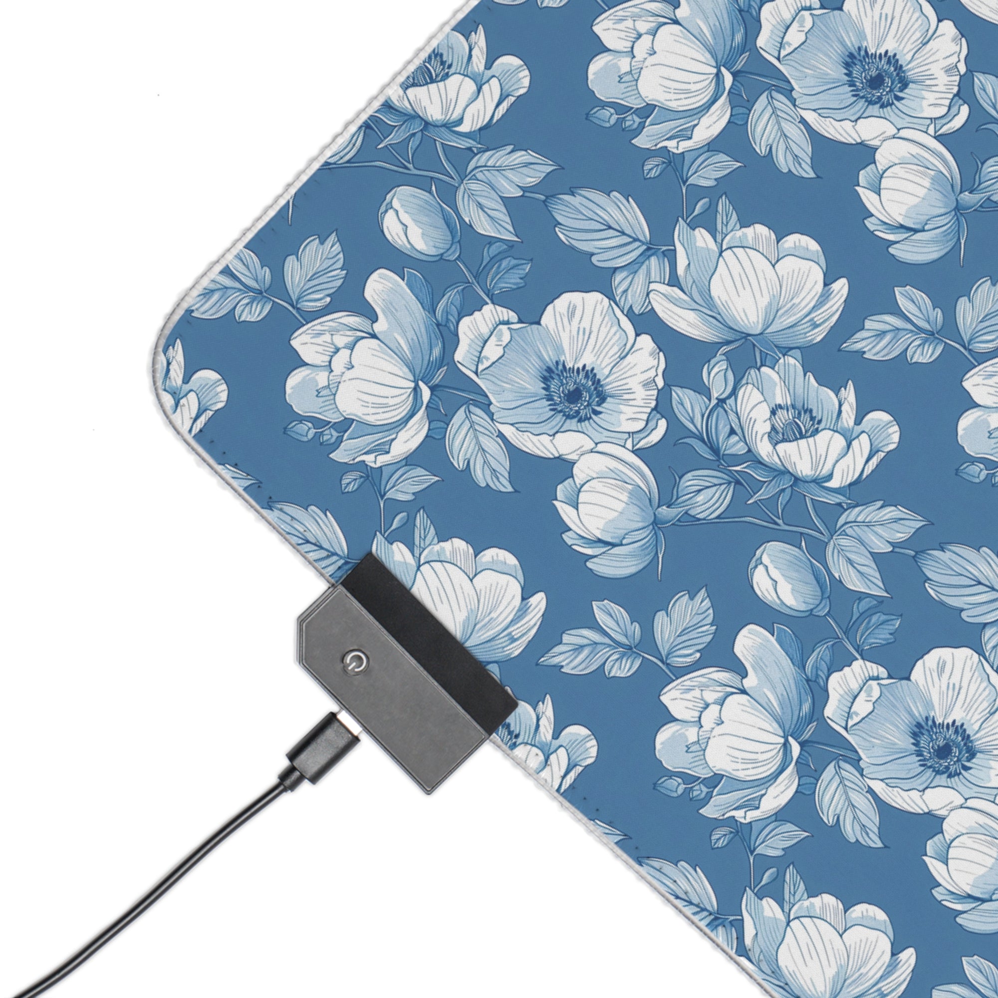 Floral LED Gaming Mouse Pad - Elegant Blue Design for Gamers