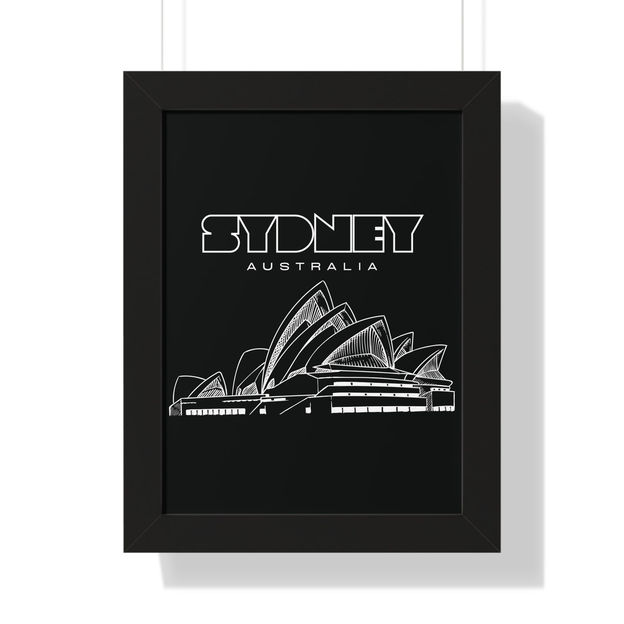 Aesthetic Sydney in Black - Framed Vertical Poster