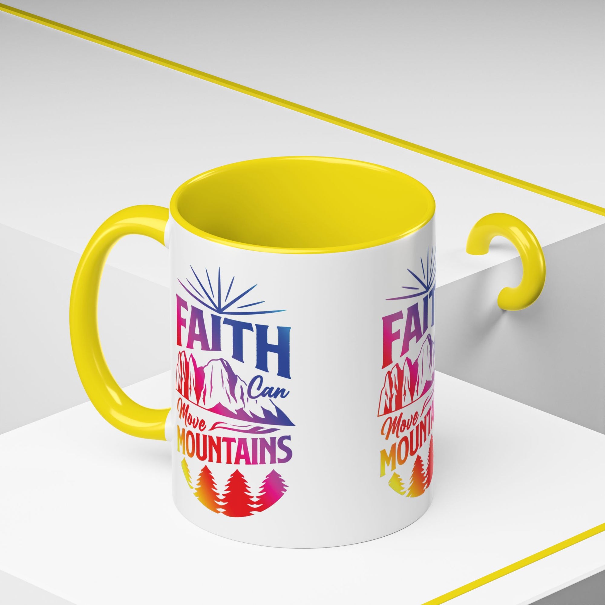 Faith Can Move Mountains Accent Coffee Mug - Inspirational Design