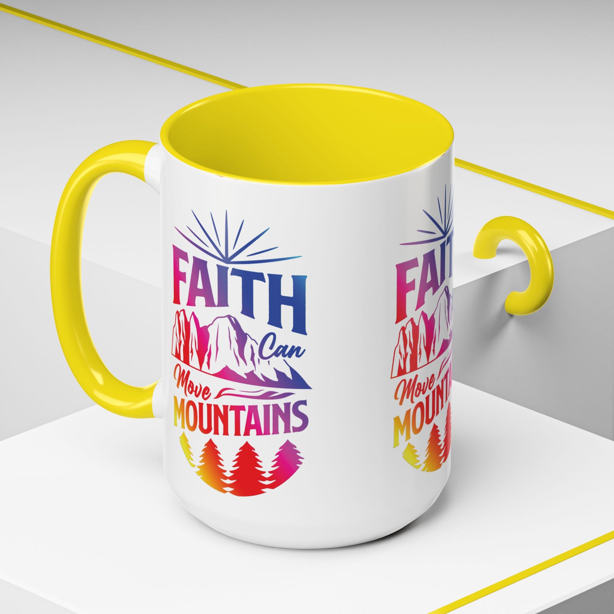 Faith Can Move Mountains Accent Coffee Mug - Inspirational Design