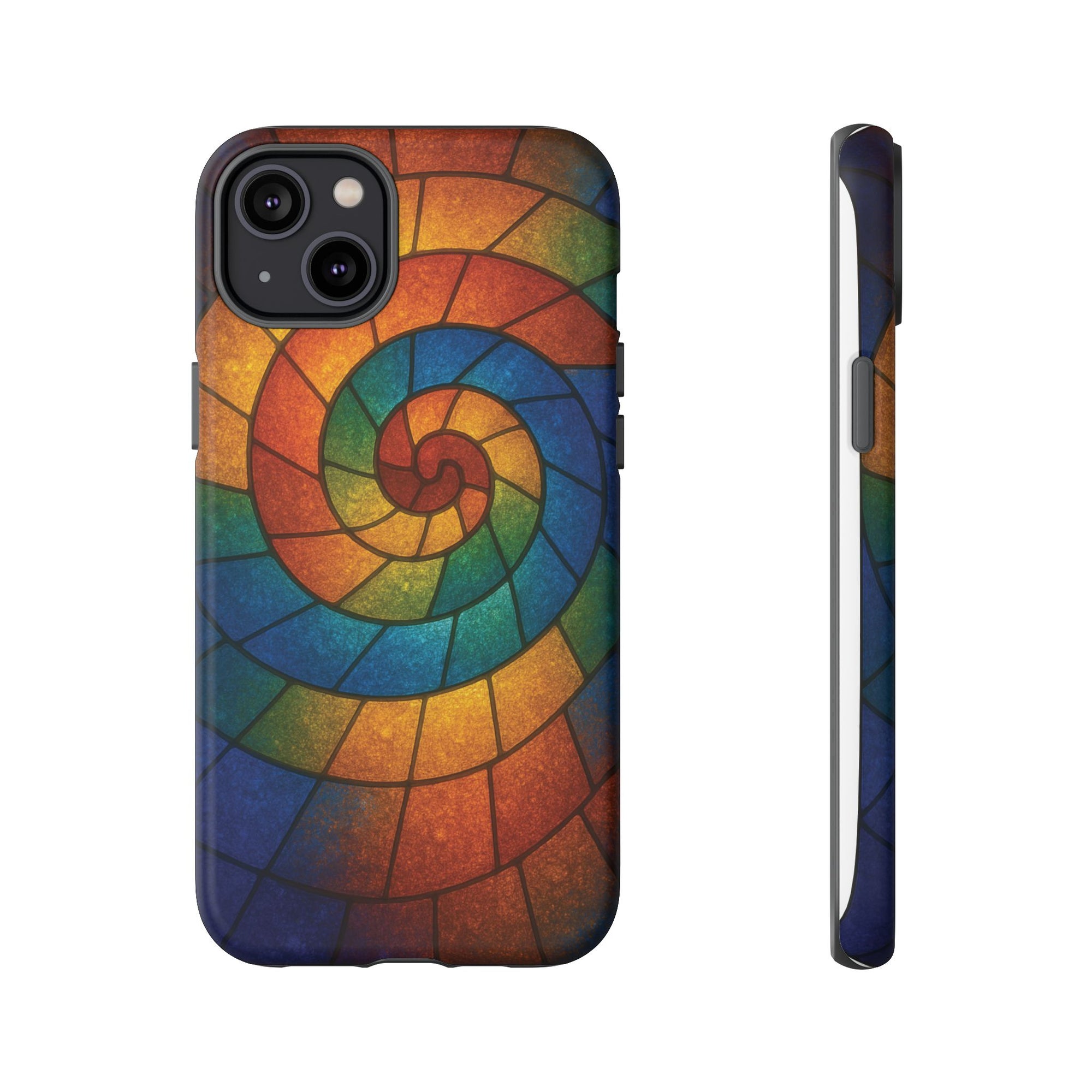 Stained Glass Spiral Colorful Phone Case, Vibrant Tough Phone Protector, Artistic Cell Phone Cover, Trendy Tech Accessories Samsung Galaxy S series and Apple iPhone series