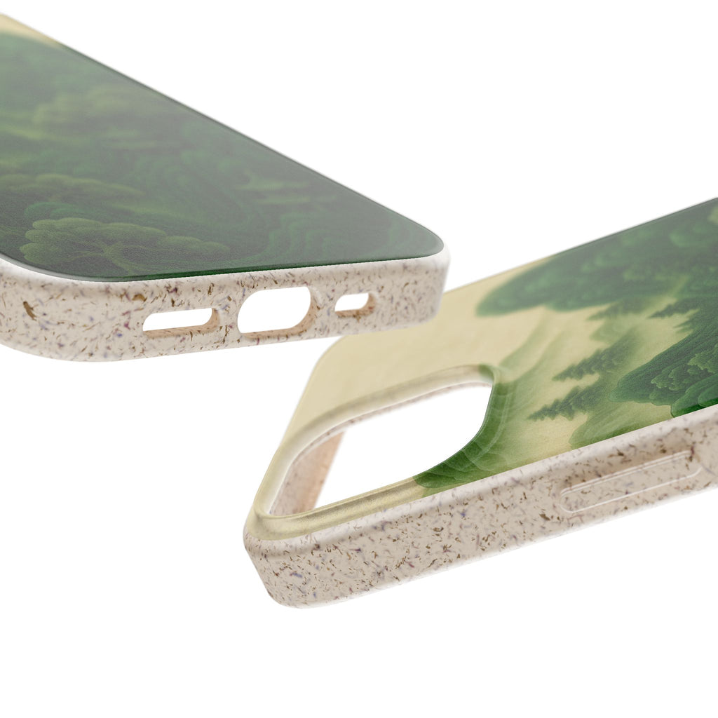 Eco-Friendly Biodegradable Phone Cases with Serene Mountain Landscape Design, Sustainable Gift, Nature Lover Accessory, Green Phone Cover,