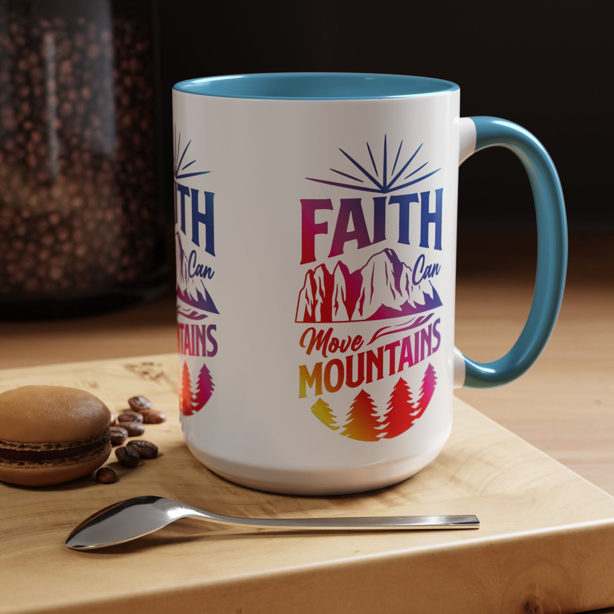 Faith Can Move Mountains Accent Coffee Mug - Inspirational Design