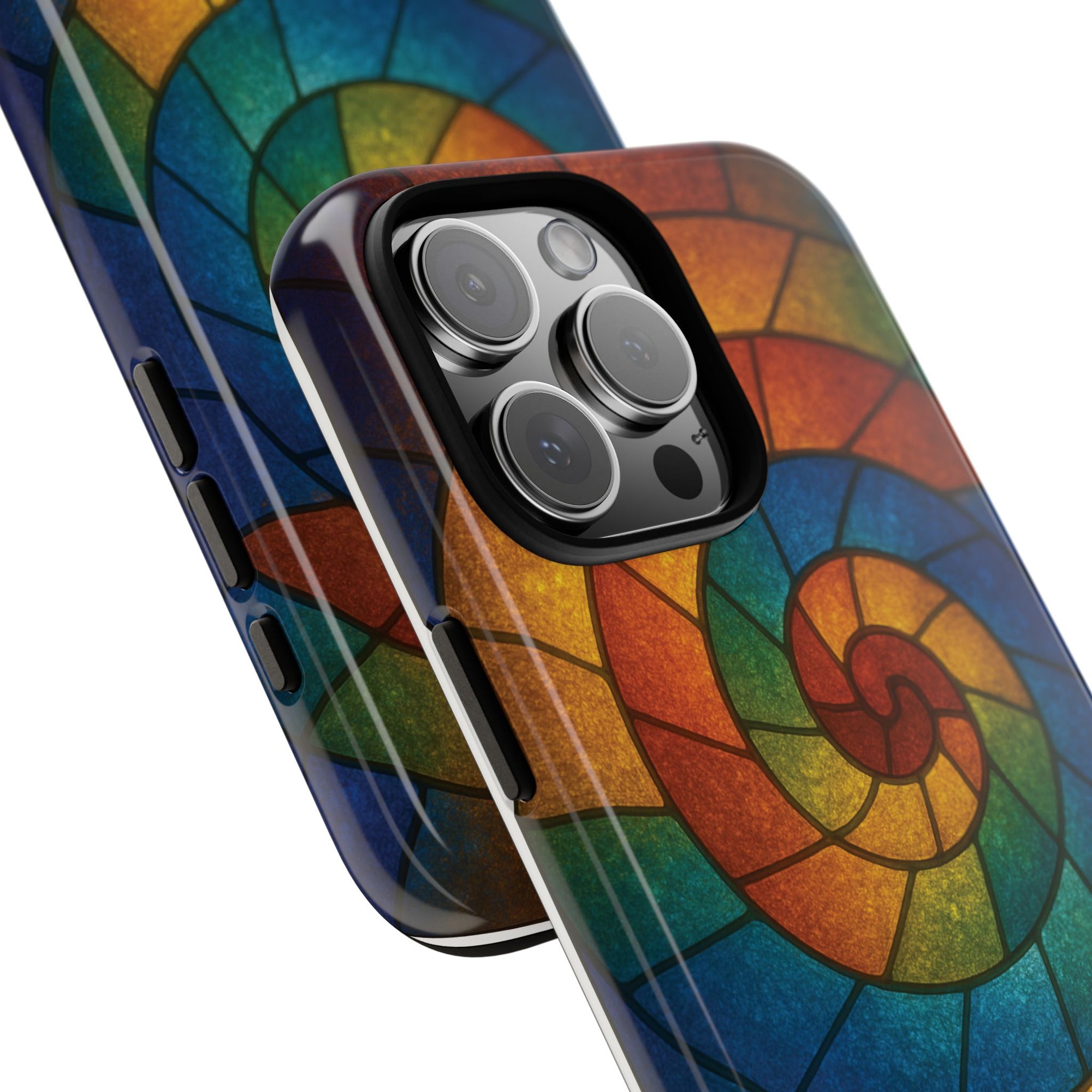 Stained Glass Spiral Colorful Phone Case, Vibrant Tough Phone Protector, Artistic Cell Phone Cover, Trendy Tech Accessories Samsung Galaxy S series and Apple iPhone series