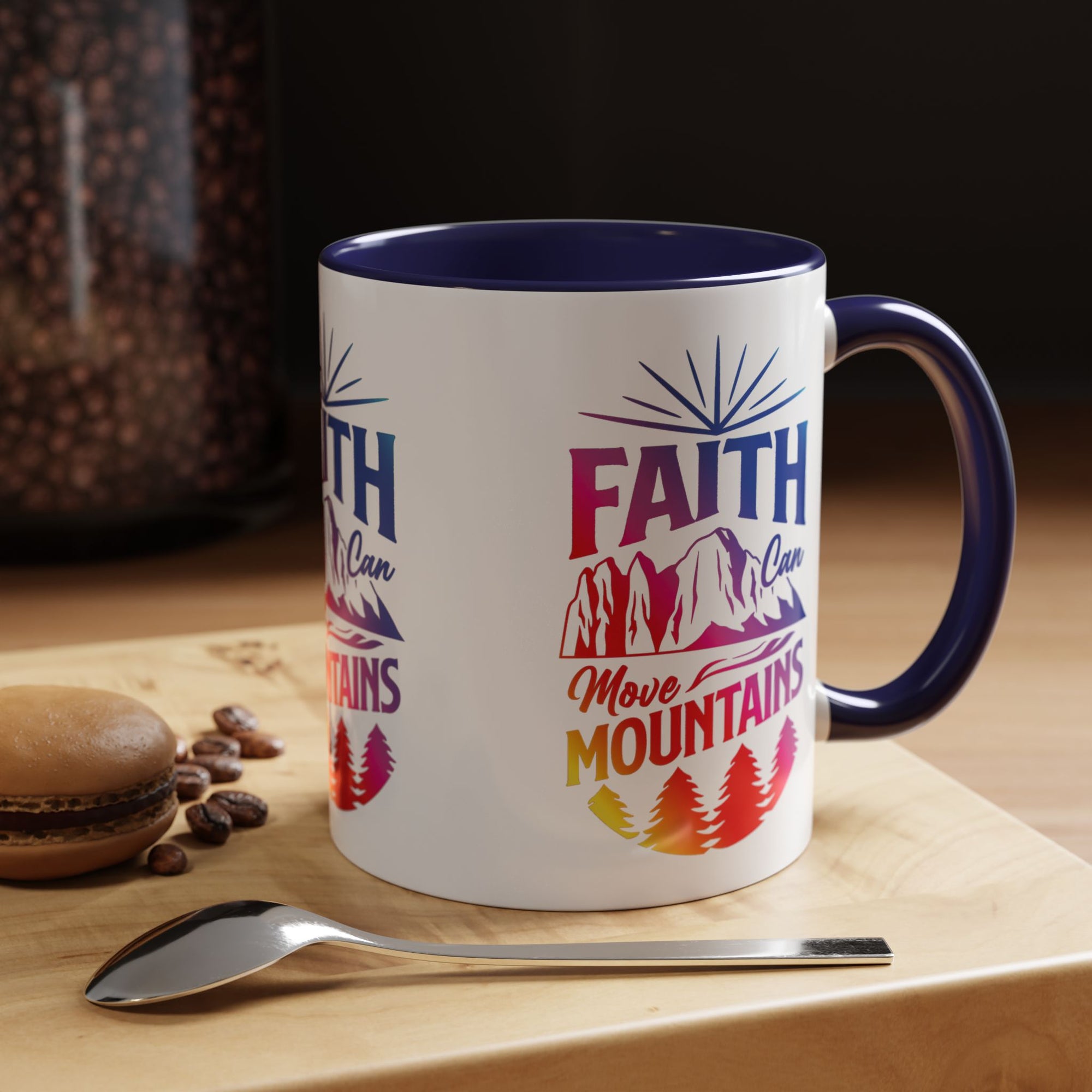 Faith Can Move Mountains Accent Coffee Mug - Inspirational Design