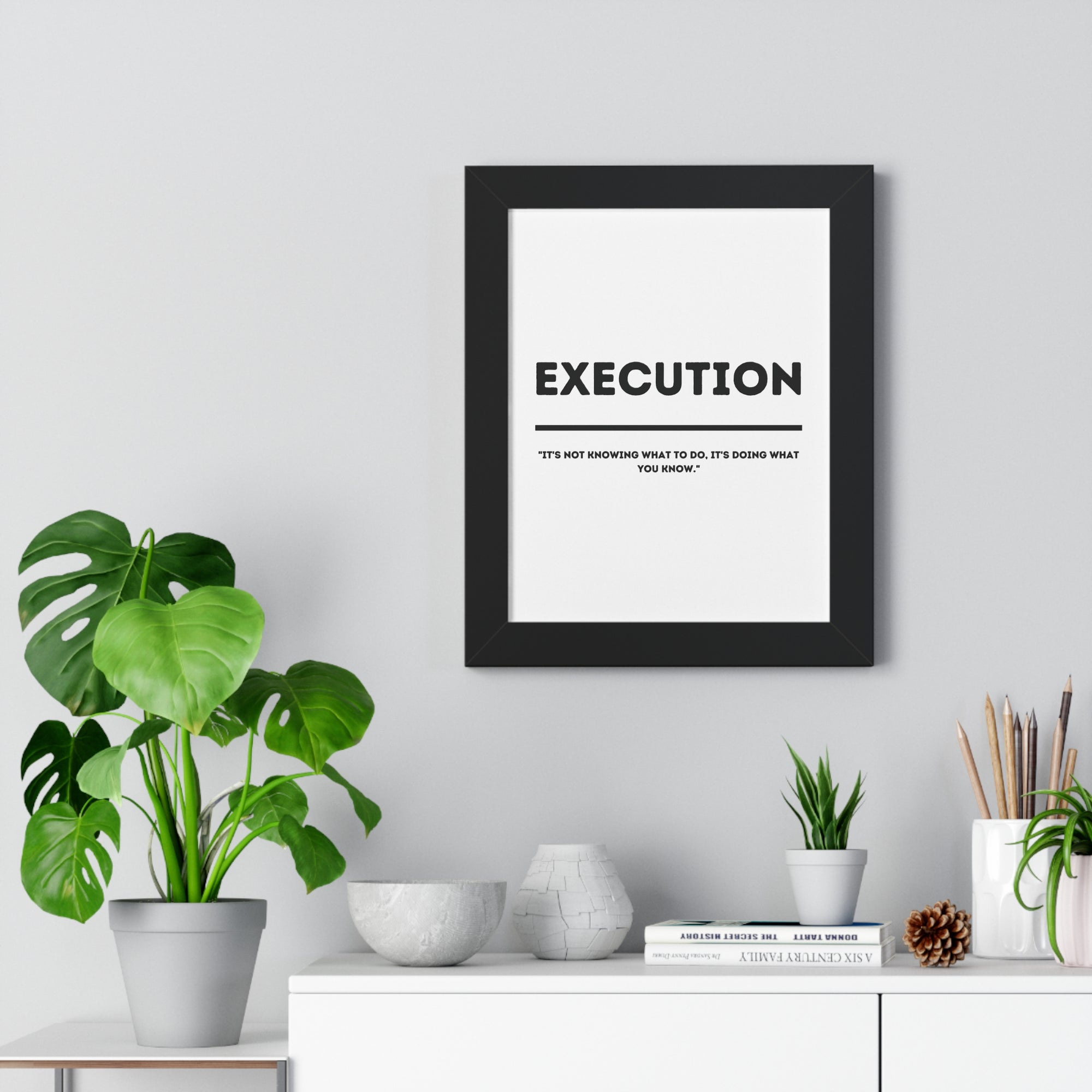 Minimalist in White (Execution) - Framed Vertical Poster